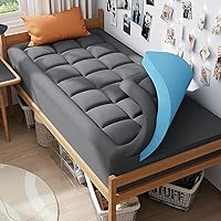 Vista 10 de ELEMUSE Cubrecolchón de espuma viscoelástica de doble capa de 3 pulgadas, tamaño individual, de espuma viscoelástica de gel refrescante de 2 Negro