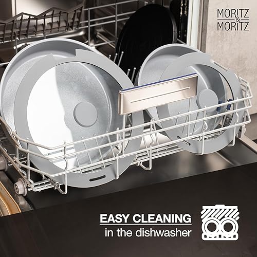 Miniatura 9 de Juego de utensilios de cocina antiadherentes de aluminio fundido de 15 piezas, ollas y sartenes apilables con asas extraíbles, revestimiento de