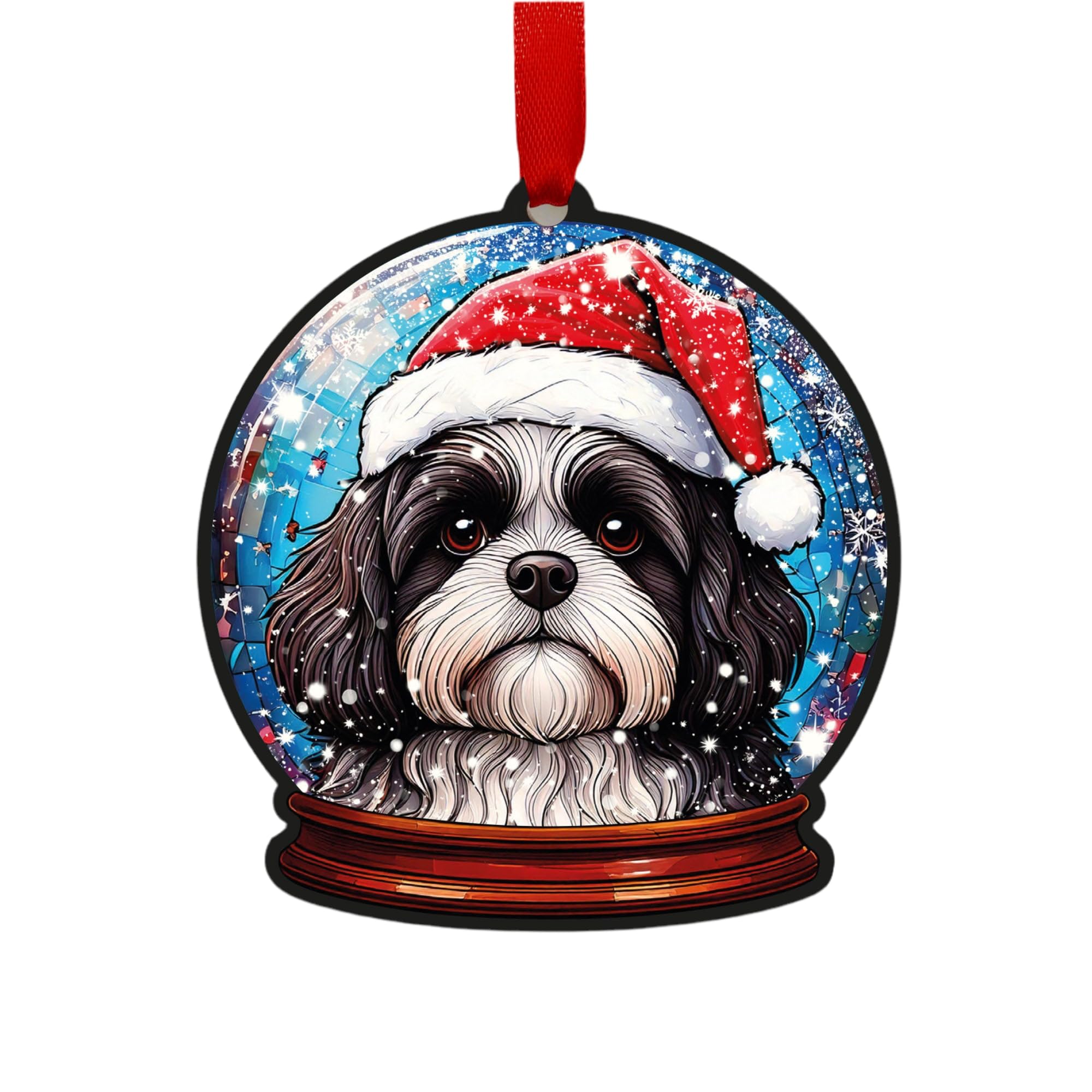 Shih Tzu Black & White Snow Globe Decoration