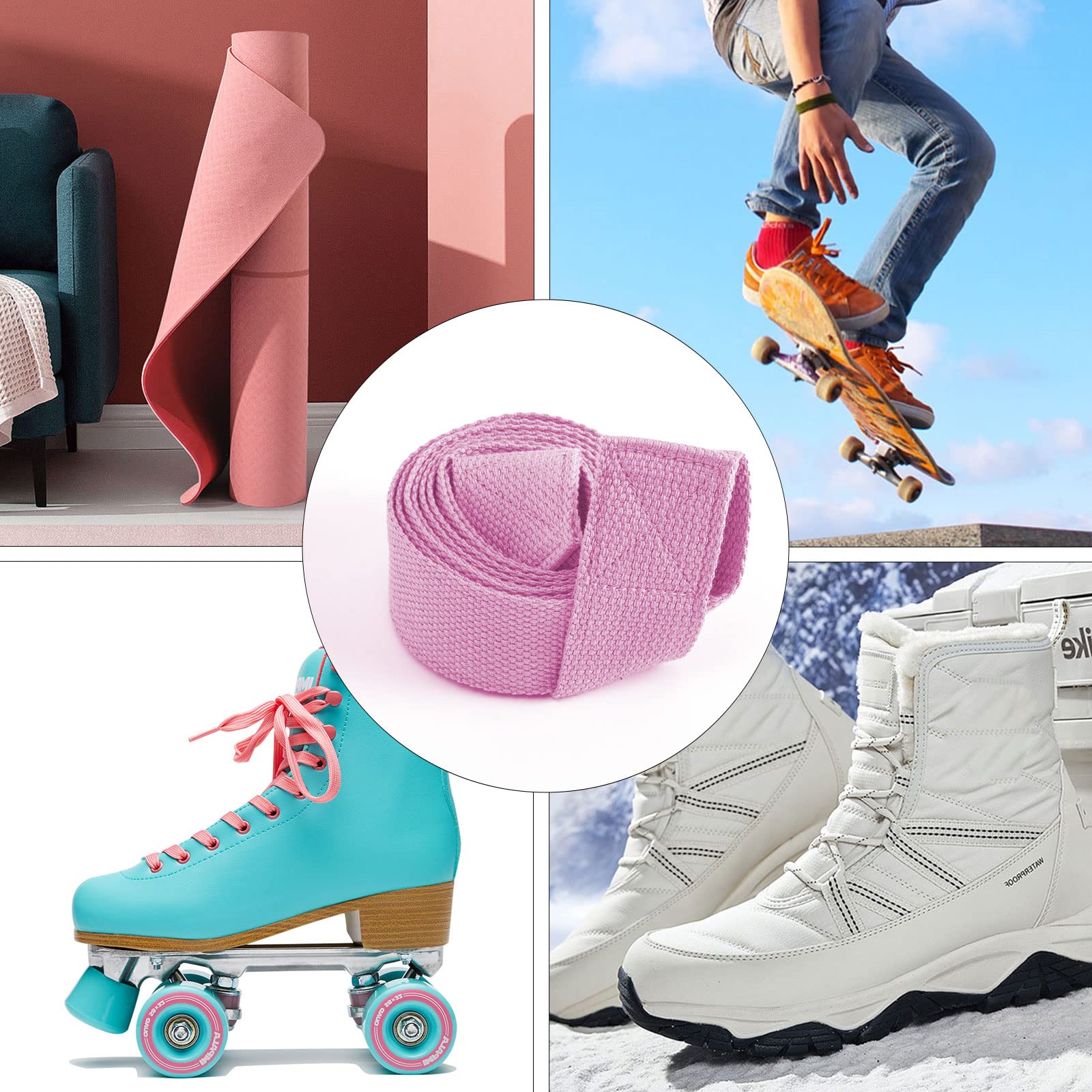 Correa ajustable para botas de esquí y esterilla de yoga para esterilla de yoga, esquí, snowboard, patines sobre hielo y patines, [59inch-negro, azul, rosa] 7