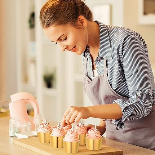 Miniatura 7 de Meanplan 100 forros de papel de aluminio para magdalenas, moldes resistentes para hornear magdalenas, para decoración de Navidad, bodas, fiestas de