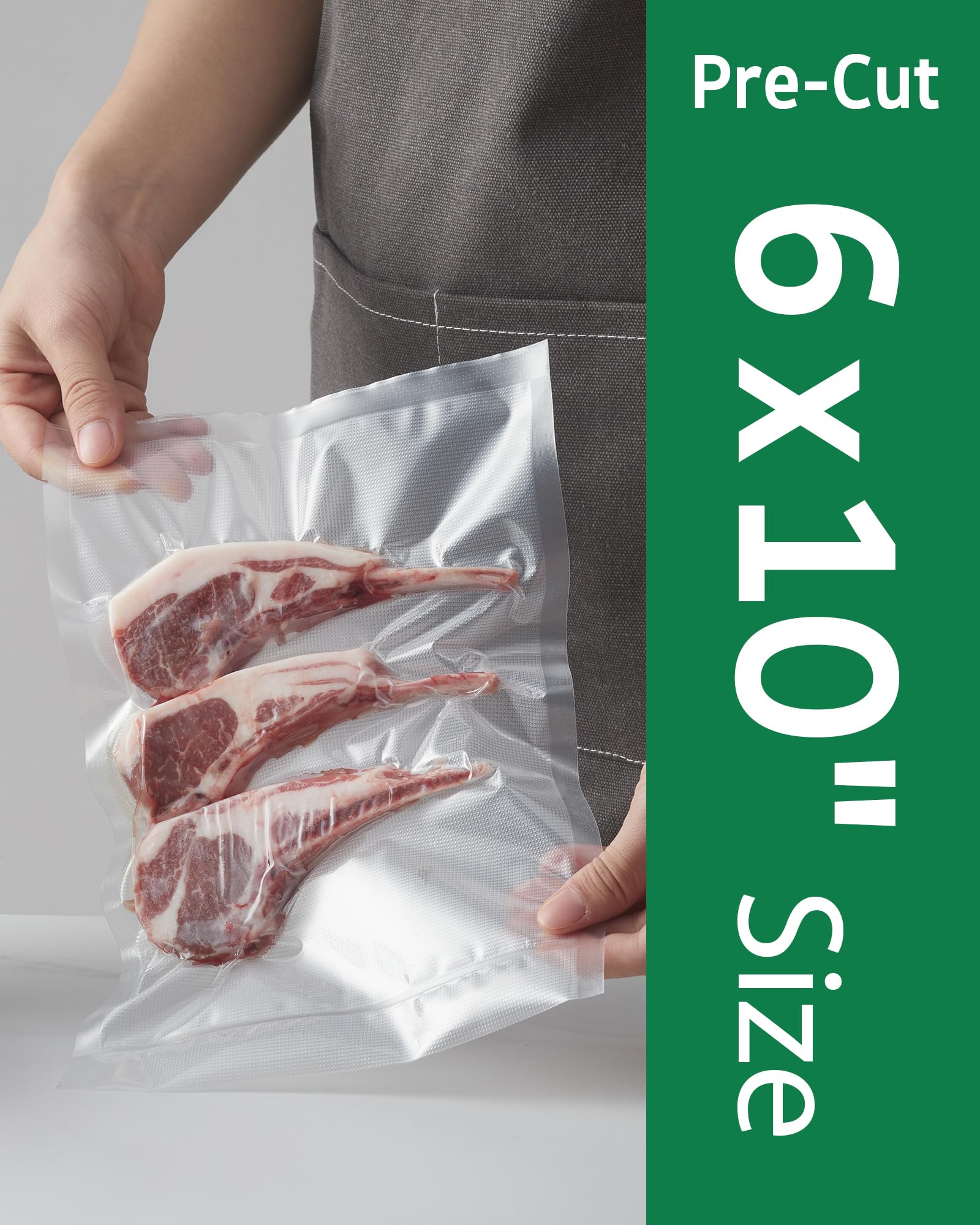 Syntus Sacs d'emballage sous vide, 200 pintes, 15,2 x 25,4 cm, sacs prédécoupés de qualité commerciale, sacs sous vide alimentaires pour le stockage, la préparation des repas ou sous vide
