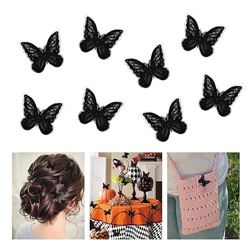 Miniatura 1 de Pinzas para el cabello de encaje de mariposa para niñas, accesorios para el cabello de Halloween, cosplay, graduación, 8 piezas