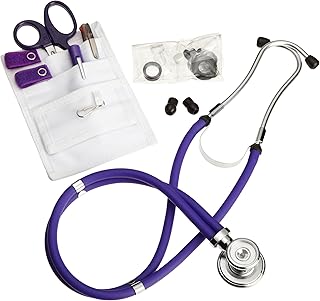 ADC Nurse Combo Plus, Pocket Pal/Sprague Stethoscope Kit, Includes Pocket Pal III Nurse Medical Accessory Kit with MiniMedicut Shears, 3-Color Pen, Adlite Plus Penlight,Purple