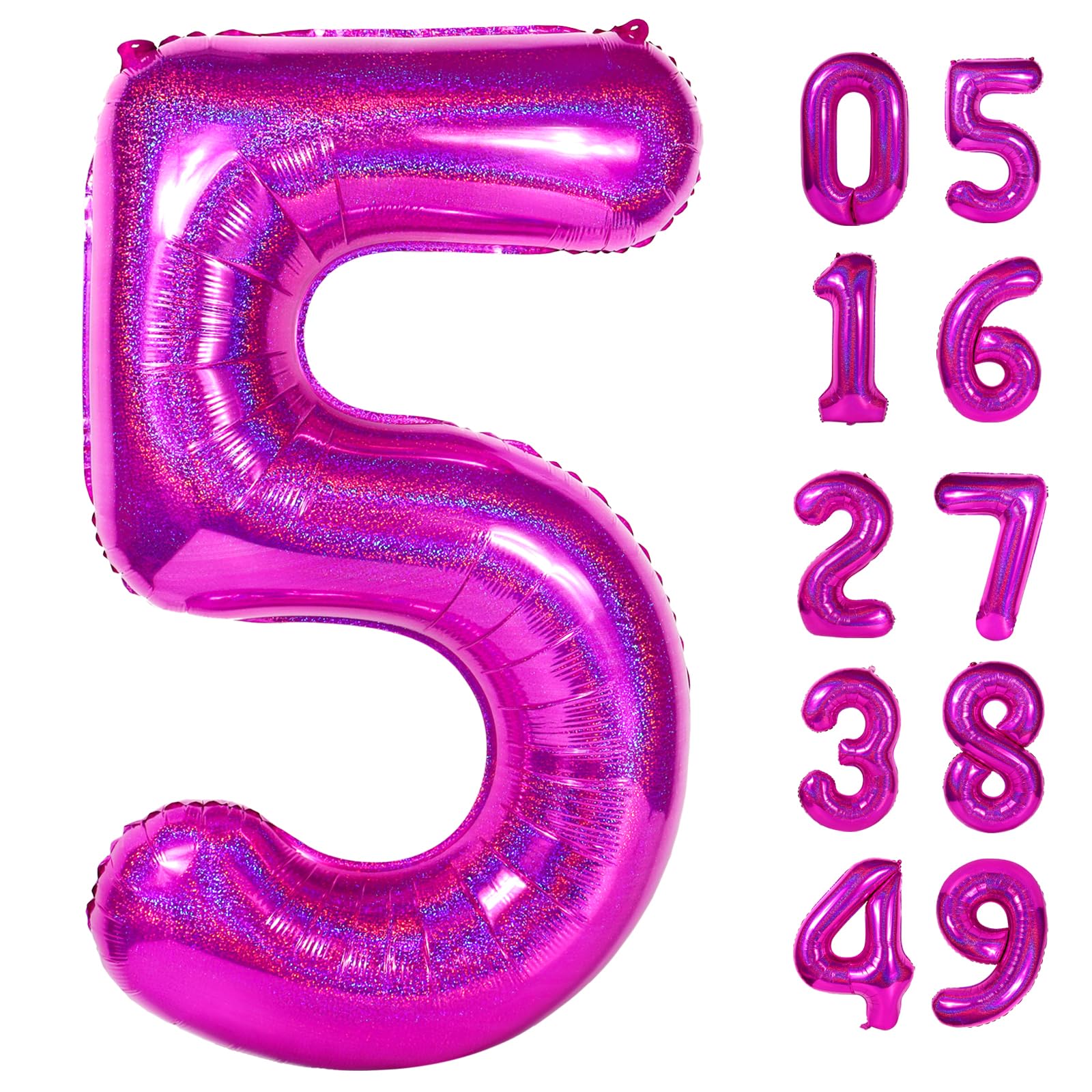 Laser Hot Pink 5 Balloon - Number Balloon 40 Inch, 5th Hot Pink Decorations