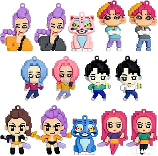14Pcs Korean Idol Action Figure,Anime Pendant Keychains Holder Car Key Ring Mobile Phone Bag Hanging Cute Kawaii, Home Activity Class Prizes Carnival Christmas Rewards