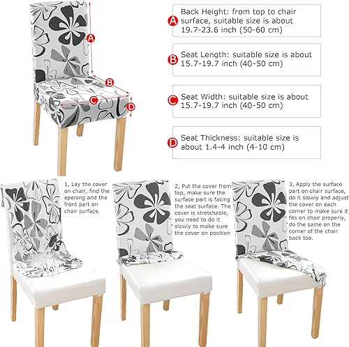 Miniatura 6 de Yiaizhuo Juego de 6 fundas para sillas de comedor, fundas elásticas para sillas de respaldo alto, color loto gris