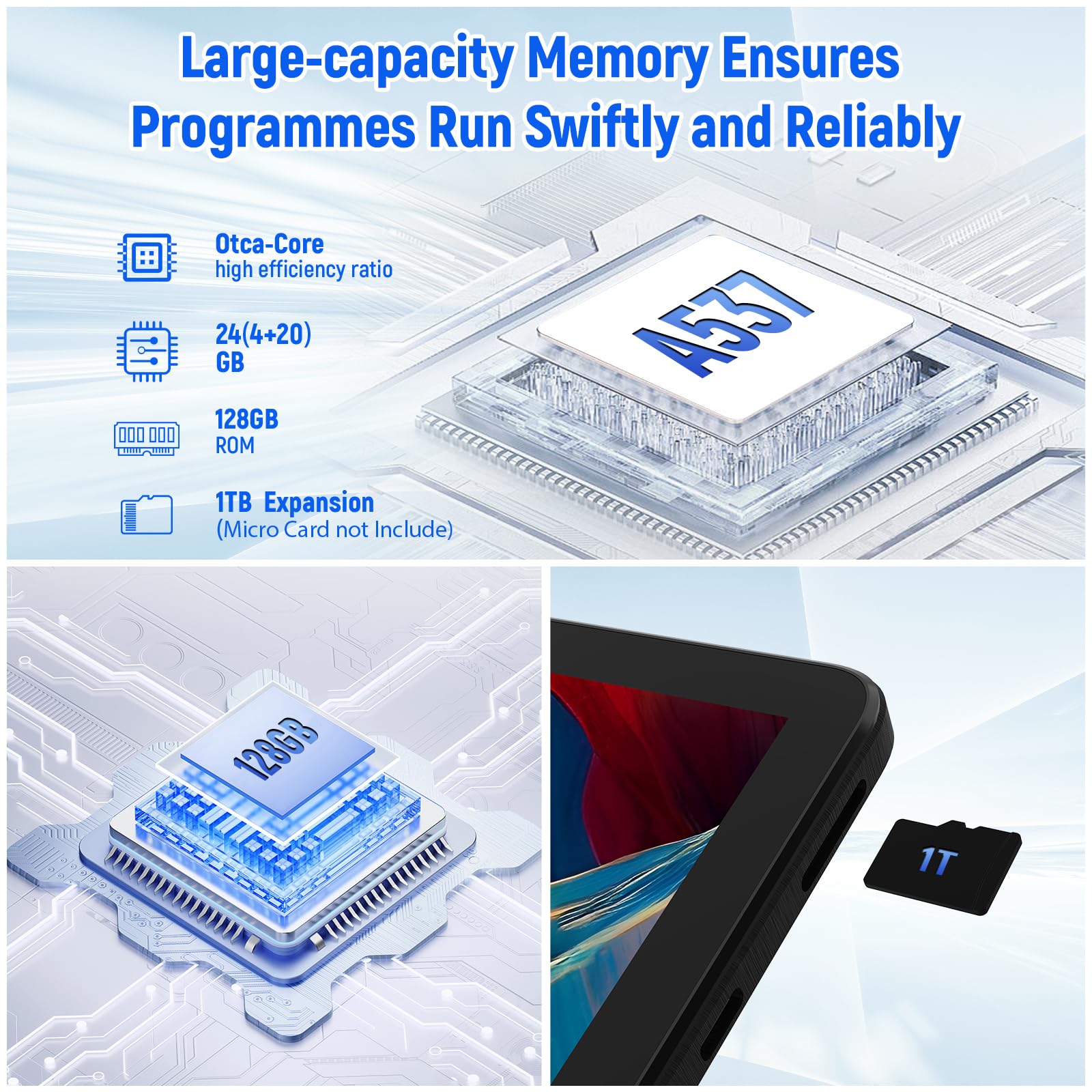 Jeazans Tablet 10 inch, Android 15 Tablets with 24GB RAM 128GB ROM (1TB Expandable), Octa Core Processor, 1280x800 HD IPS Display, 5000mAh, Android Tablet for Gaming/Work/Entertainment - 4