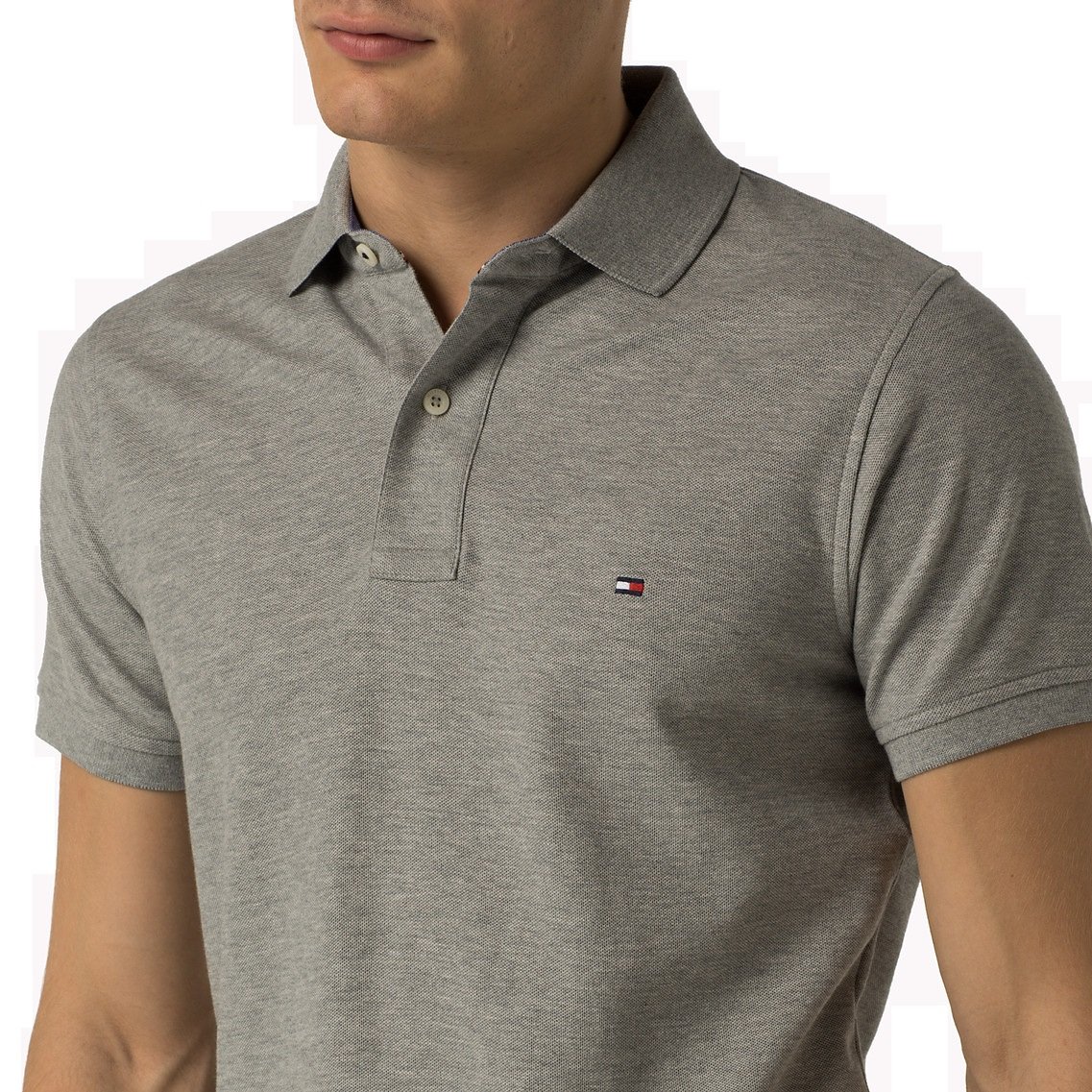 Tommy Hilfiger MW0MW00140-501 Performance Polo SS Polo Manica Corta in 100% Cotone Performance Piquet Regular Fit Grey (Grigio) (S, Grey Grigio)