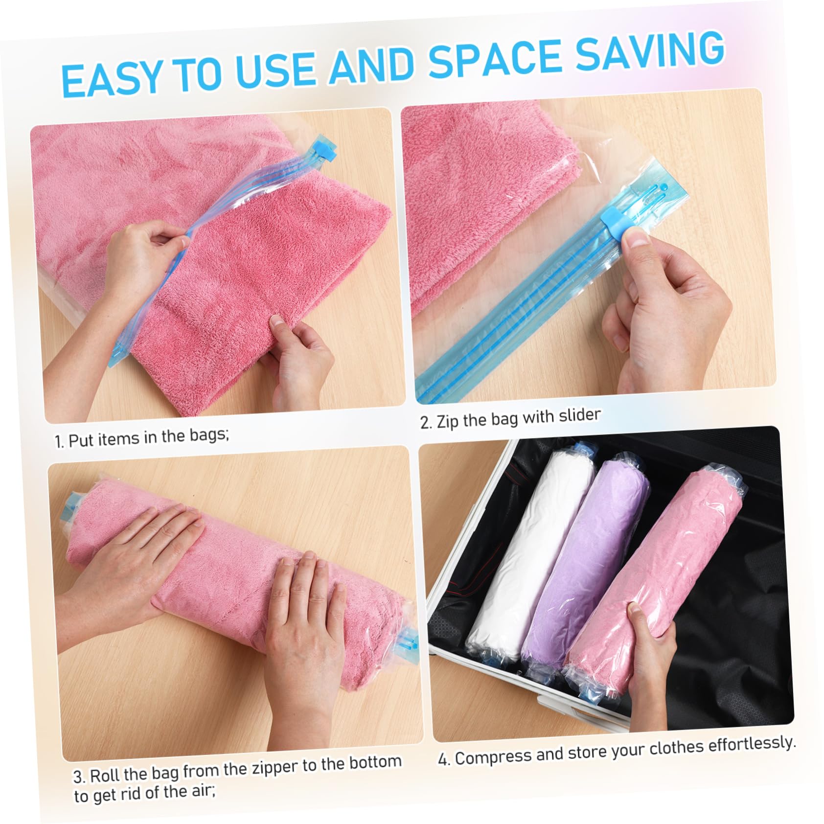 12pezzi Sacchetti Compressivi Da Viaggio Borse Sottovuoto Per Abbigliamento Accessori Ottimizzazione Spazio Senza Aspirapolvere Pratici Portatili Per Valigia