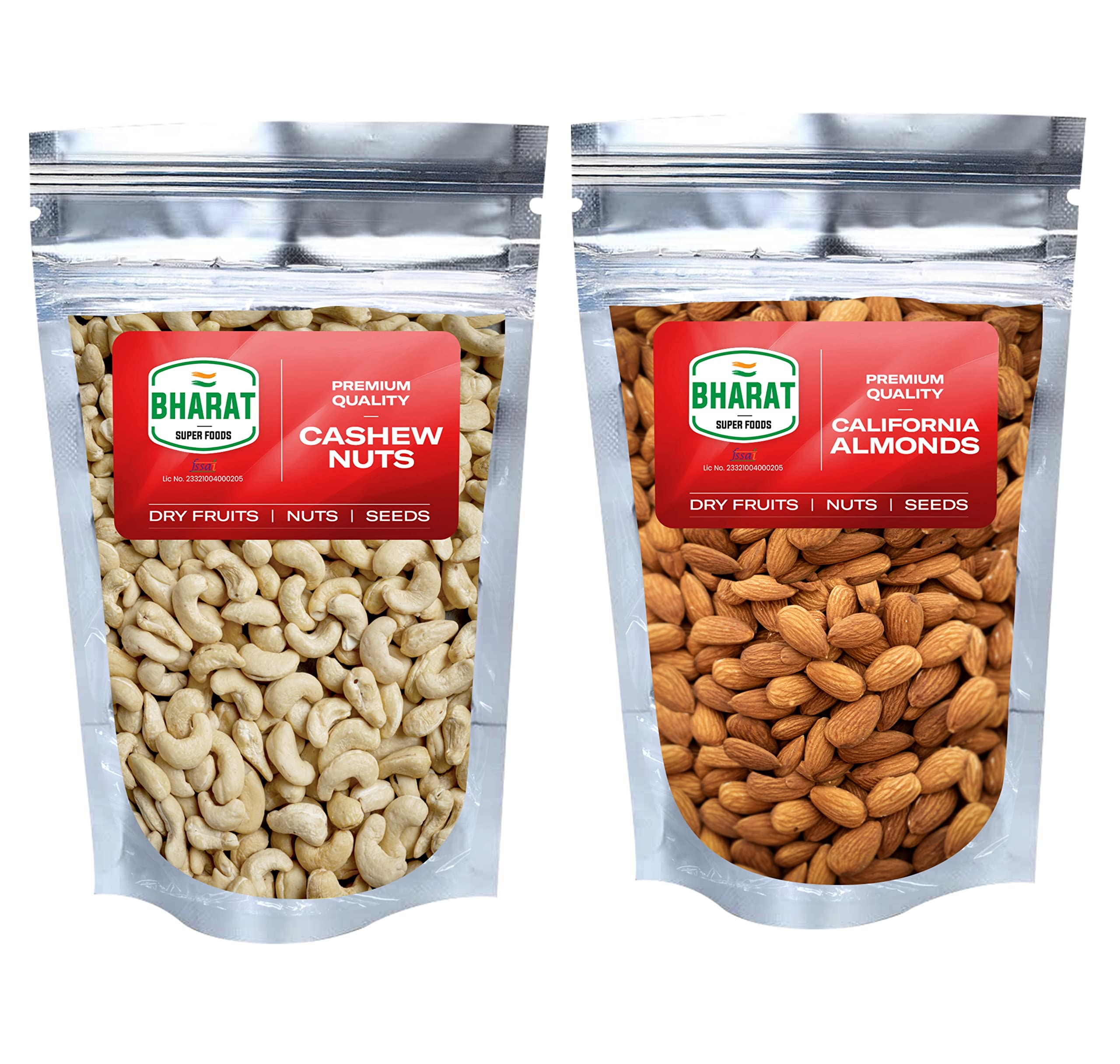 Bharat Super Foods Premium Dry Fruits Combo Pack - California Almonds & Cashew Nuts W320-100gm each (200gm)-image-39
