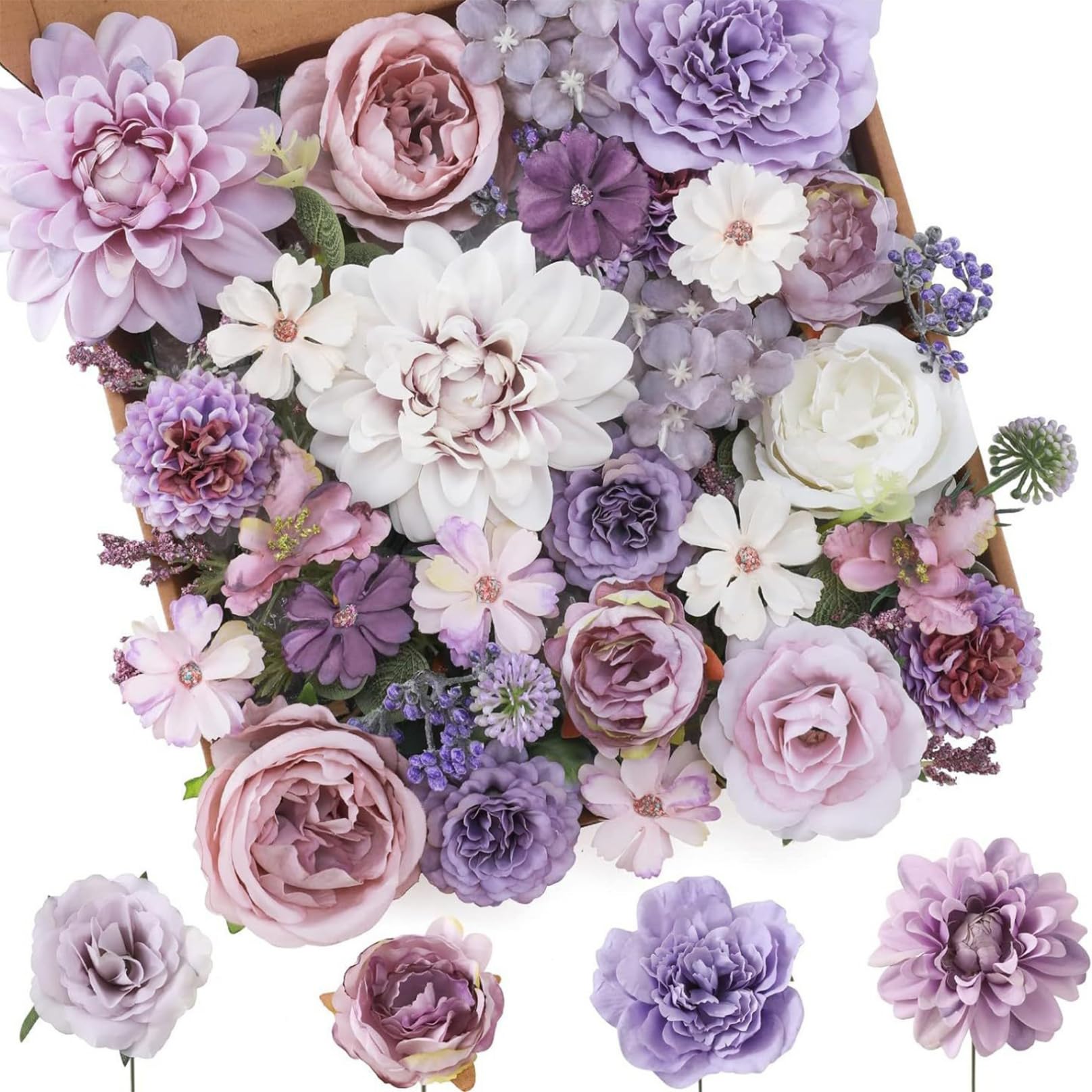 Fleurs artificielles pour centres de table de mariage et pinces à cheveux de mariée
