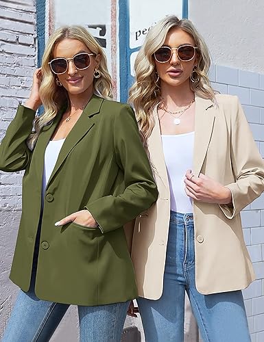 Miniatura 4 de MEROKEETY Blazers para mujer, de negocios, casual, 2025, otoño, de gran tamaño, manga larga, con solapa, chaqueta de trabajo y oficina