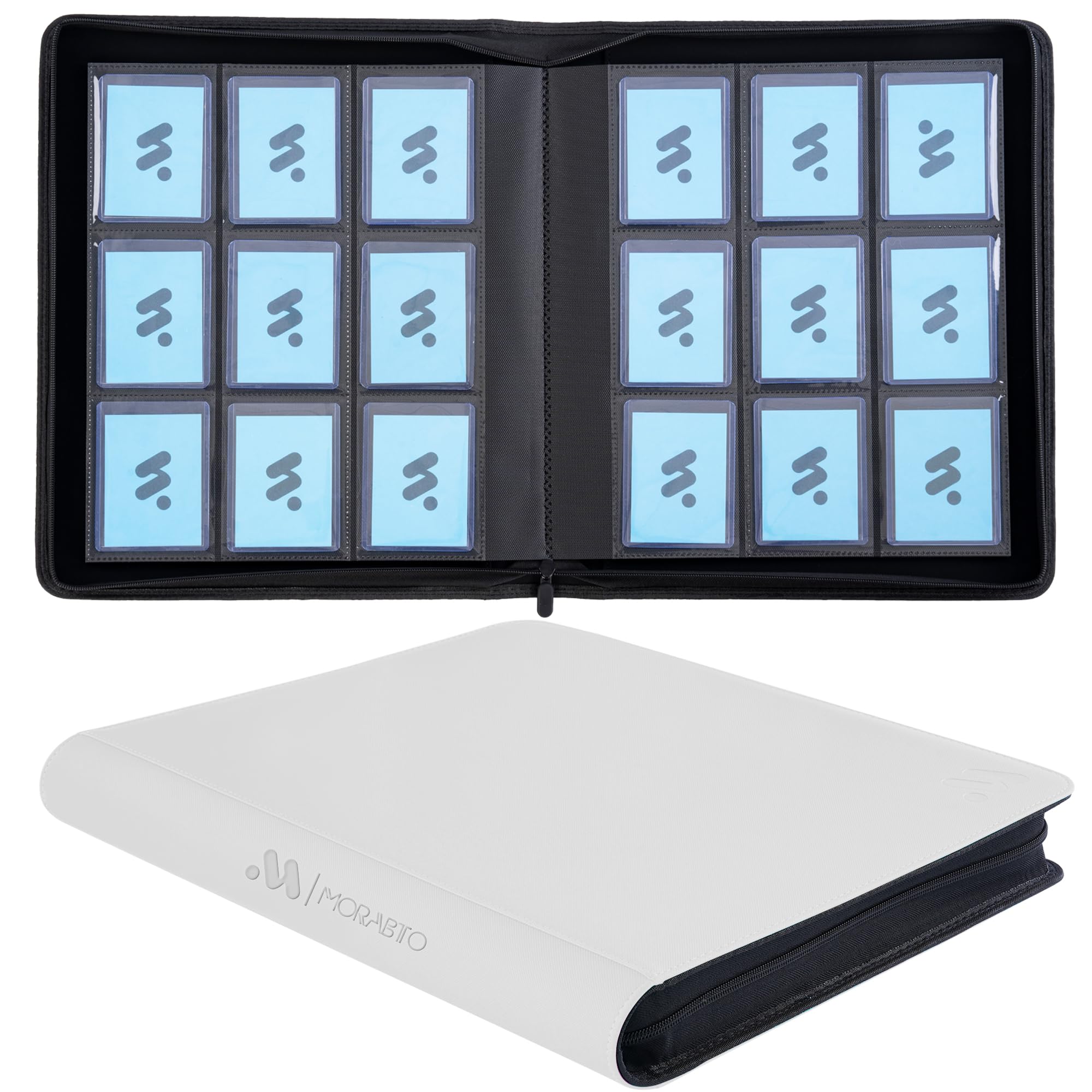 MORABTO Toploader Binder, Holds 324 Top Loaders,9 Pocket Top Loader Binders for 3" x 5" Rigid Cards,Toploader Card Binder for Hard Plastic Top Loaders- White โ image 1