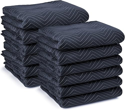 Cubiertas Sure-Max 12 para mudanzas y empaques, económicas, 80" x 72" (35 lbpeso) - Almohadillas de envío acolchadas Azul Marino y Negro