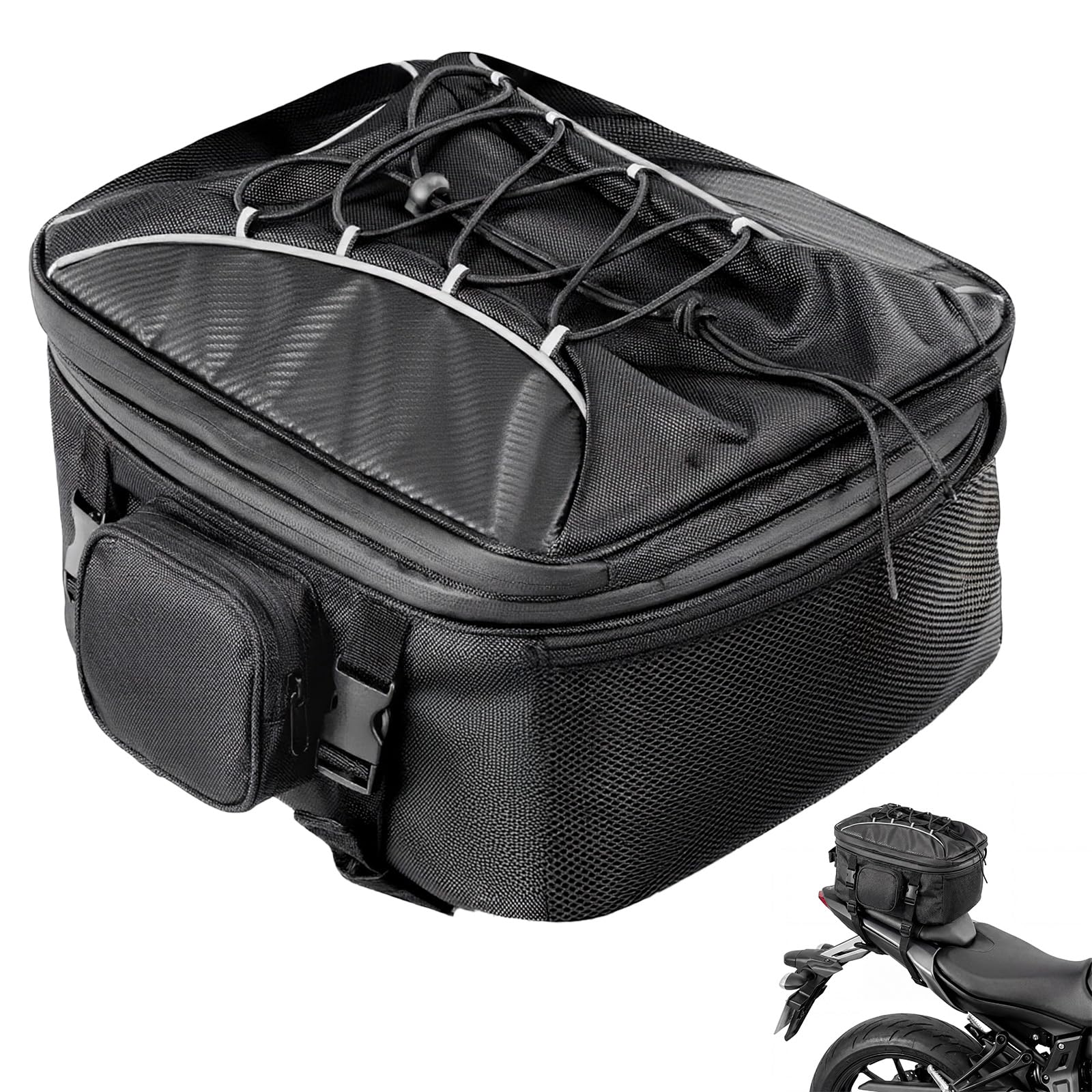 Photo 1 of FOCHIER Motorcycle Tail Bag, Dual Use Motorcycle Rear Seat Bag with Waterproof Rain Cover, 23L-34L Expandable Motorbike Organizer Helmet Car Bag, Luggage Storage Holder Backpack