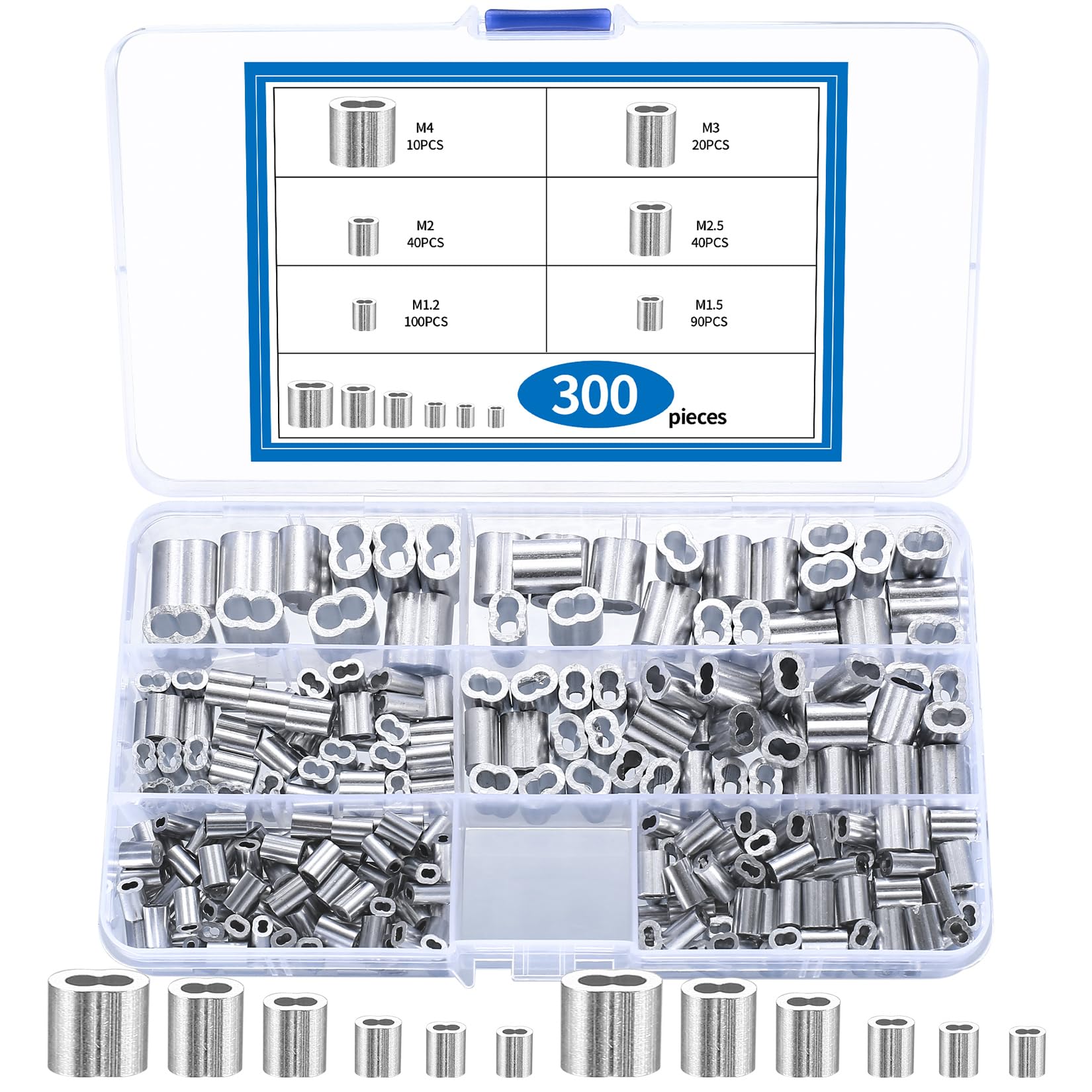 300 Pcs Wire Rope Crimping Loop Sleeves, Wire Rope Aluminum Sleeves ...