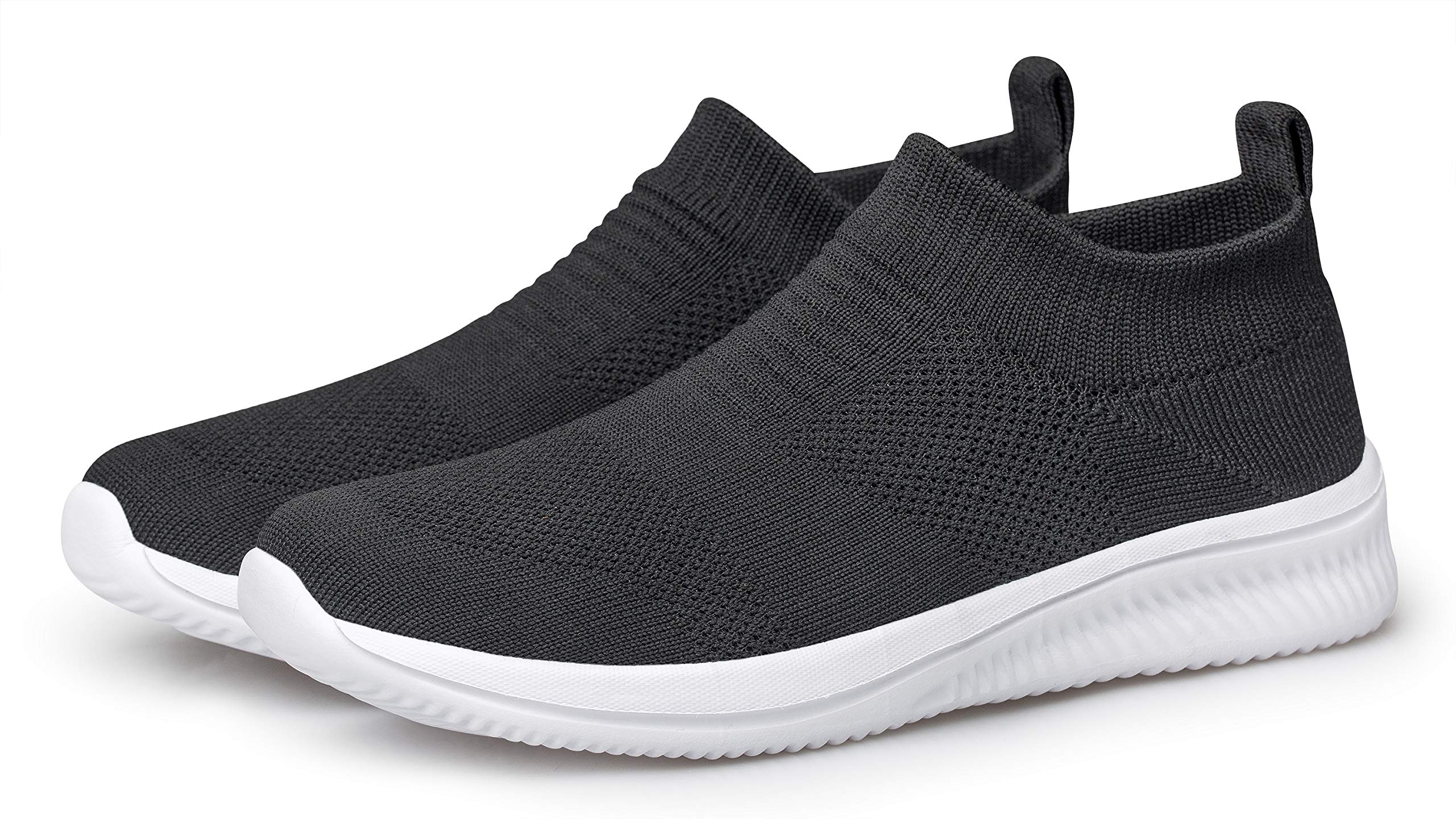 vibdiv Zapatos Planos Caminar Mujer Zapatillas Casual Zapatos Diarios sin Cordones Ligeros Cómodos Negro Blanco 38
