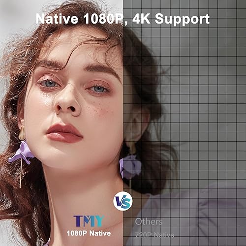 Miniatura 2 de TMY Proyector con WiFi y Bluetooth, mini proyector nativo de 1080P, proyector portátil con zoom del 50%, compatible con TV