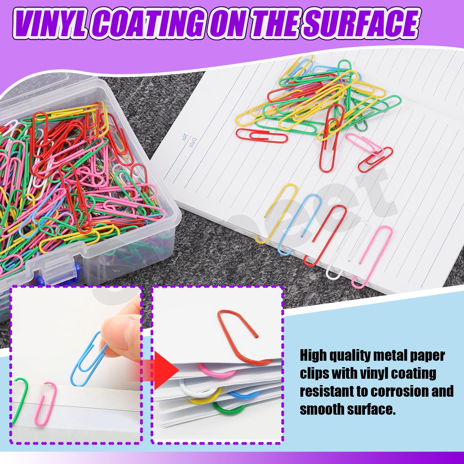 Swpeet 750Pcs 1.1/1.3/2 Inch Coloured Paper Clips Assorted Sizes Small, Medium and Large - Image 4