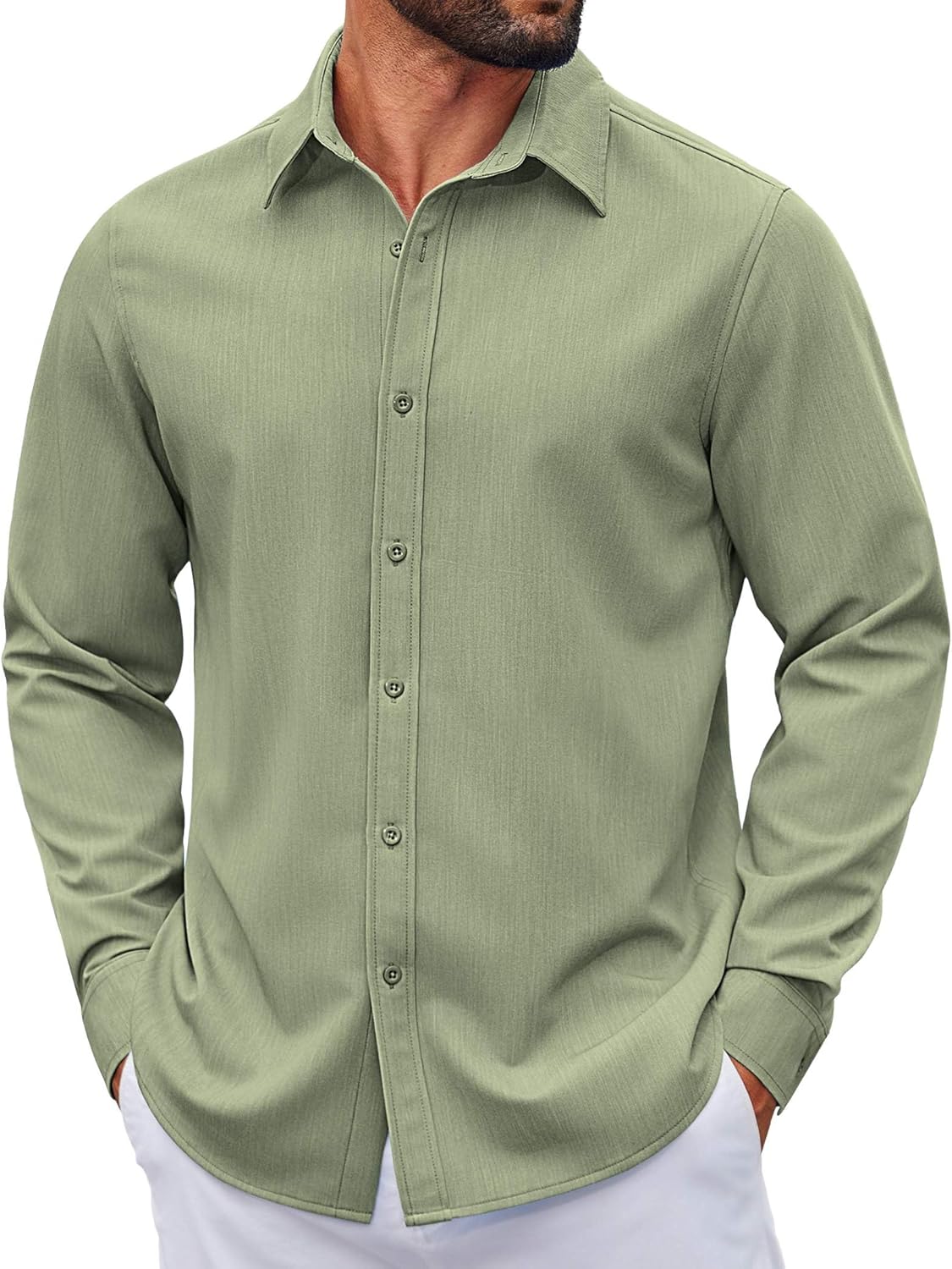 COOFANDY Men's Casual Button Down Long Sleeve Untucked Denim Dress Shirt