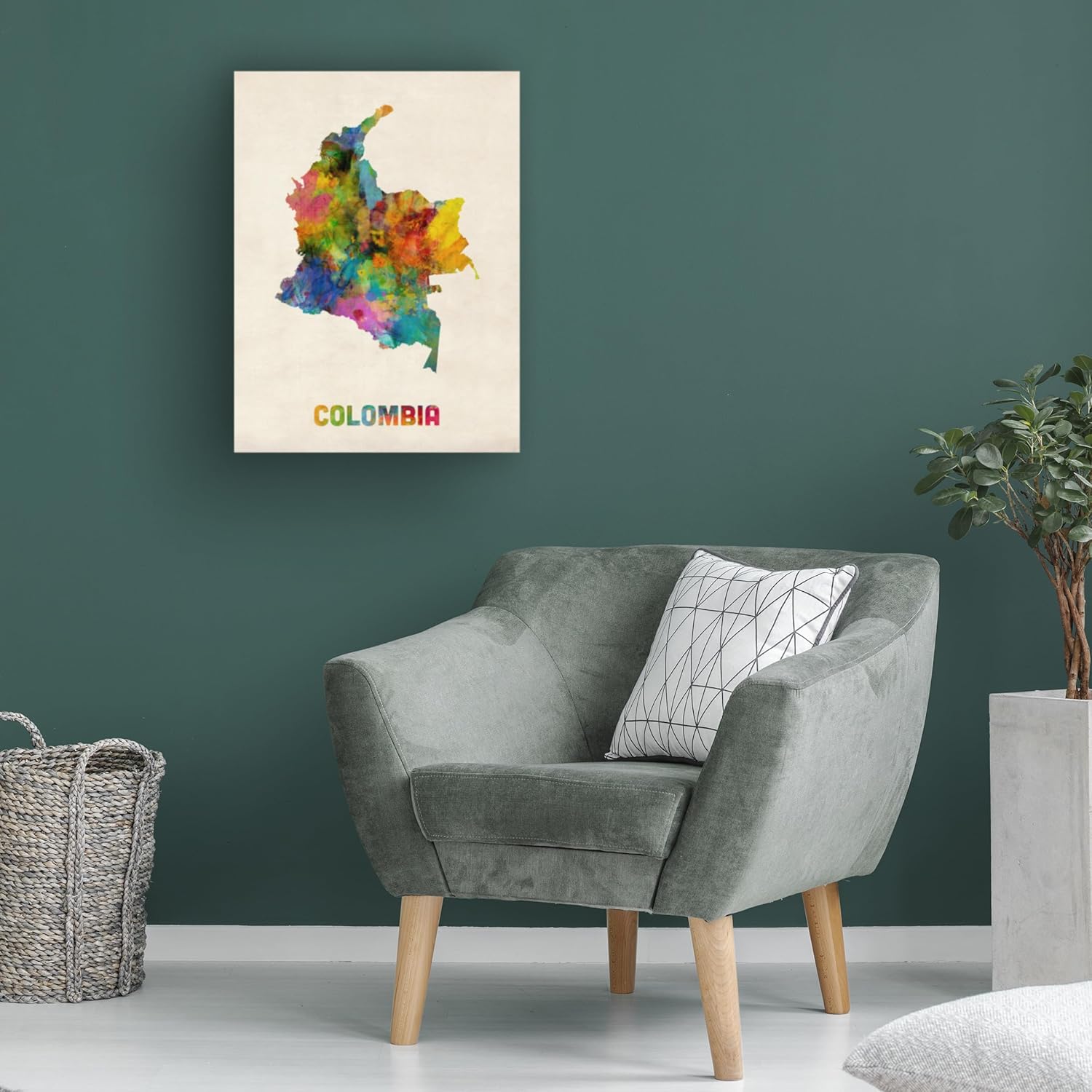 Trademark Fine Art Colombia Watercolor Map by Michael Tompsett, 14x19-Inch