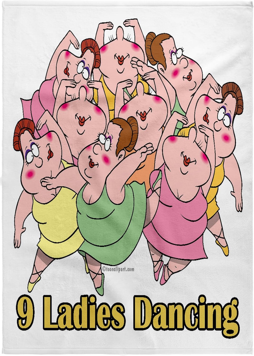 3dRose - Dooni Designs Random Toons - Nine Ladies Dancing - Towels (twl-104265-2)
