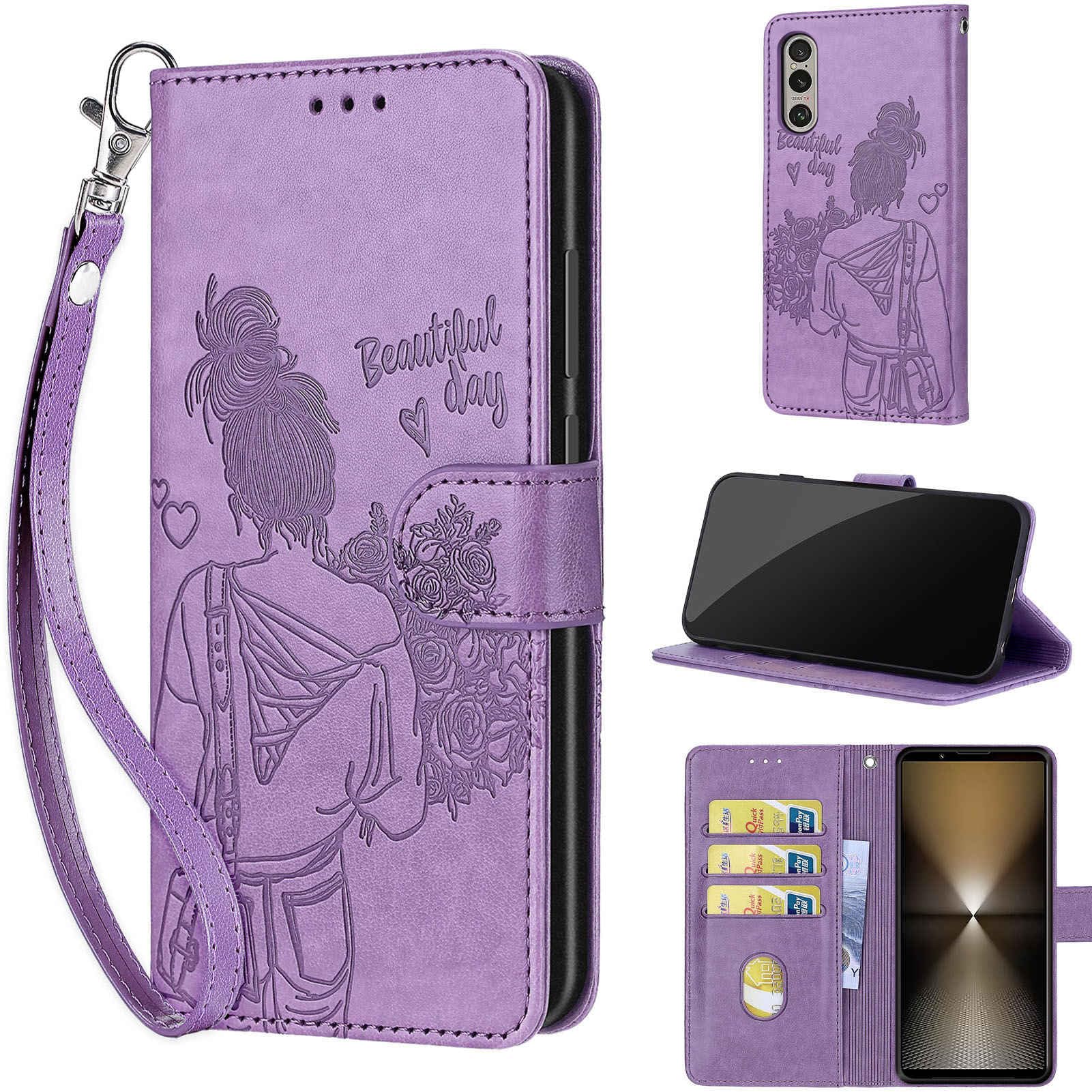 Phone Case for Sony Xperia 1 VI, with Card Slots Kickstand Magnetic Closure Shockproof Leather Protective Cover Phone Case Compatible Sony Xperia 1 VI Purple