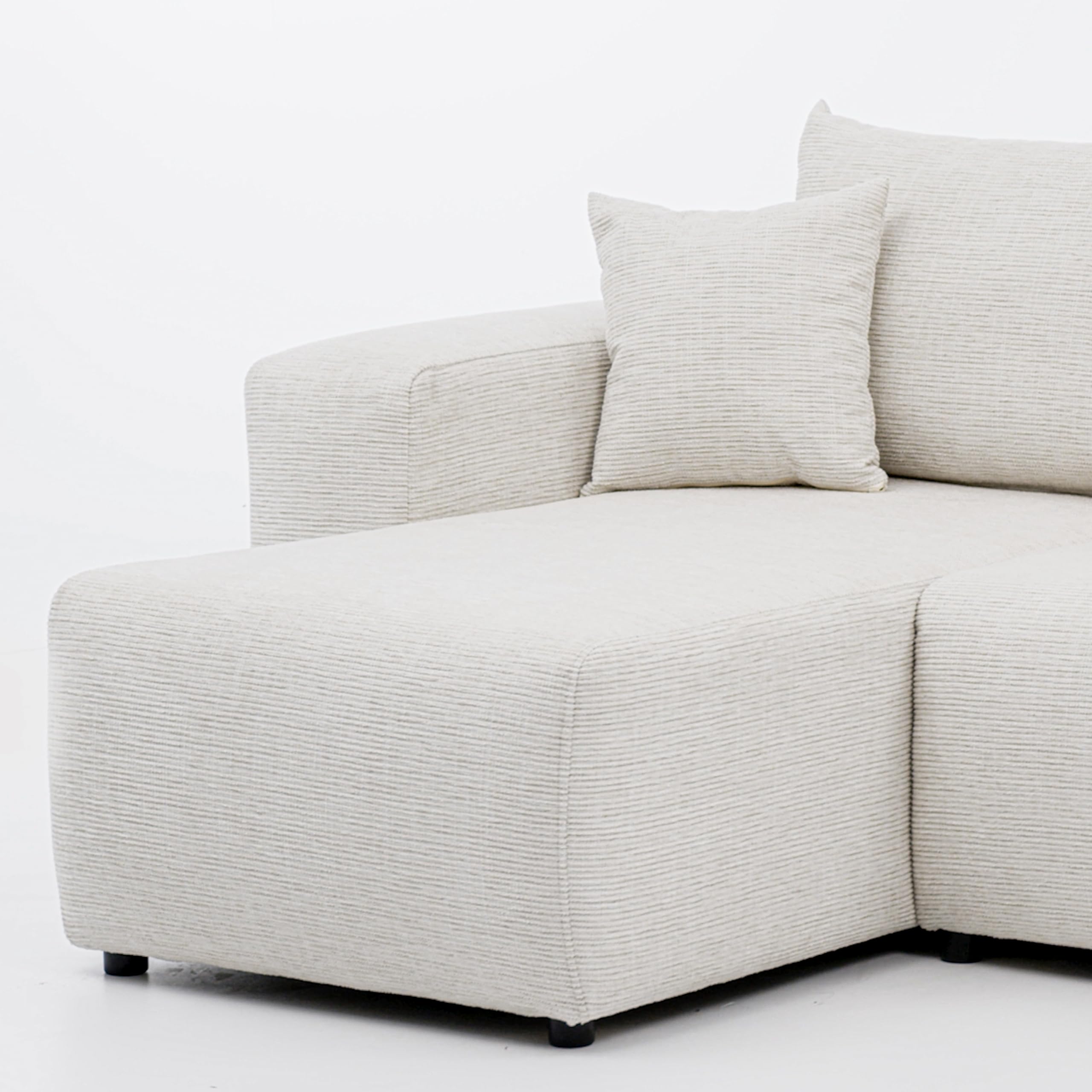 Ecksofa mit Schlaffunktion und Bettkasten 248 x 145 cm Beige | 248 x 145 x 79 cm, Kiefernholz und MDF, Hoher Sitzkomfort, Wohnen und Schlafen, Integrierter Bettkasten