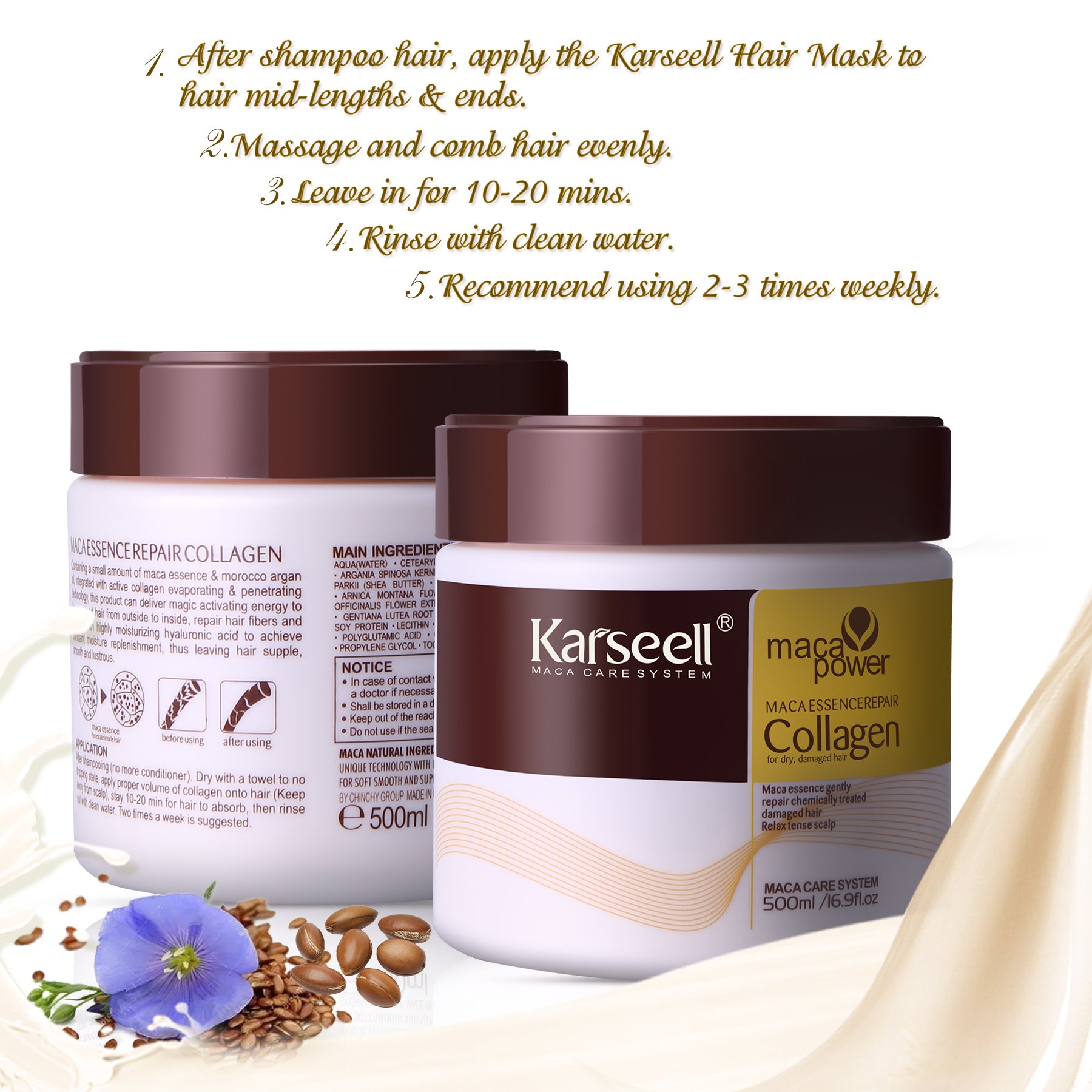 Buy Hair Mask Karseell Collagen 16.9 OZ 500ml Deep Conditioner Coconut