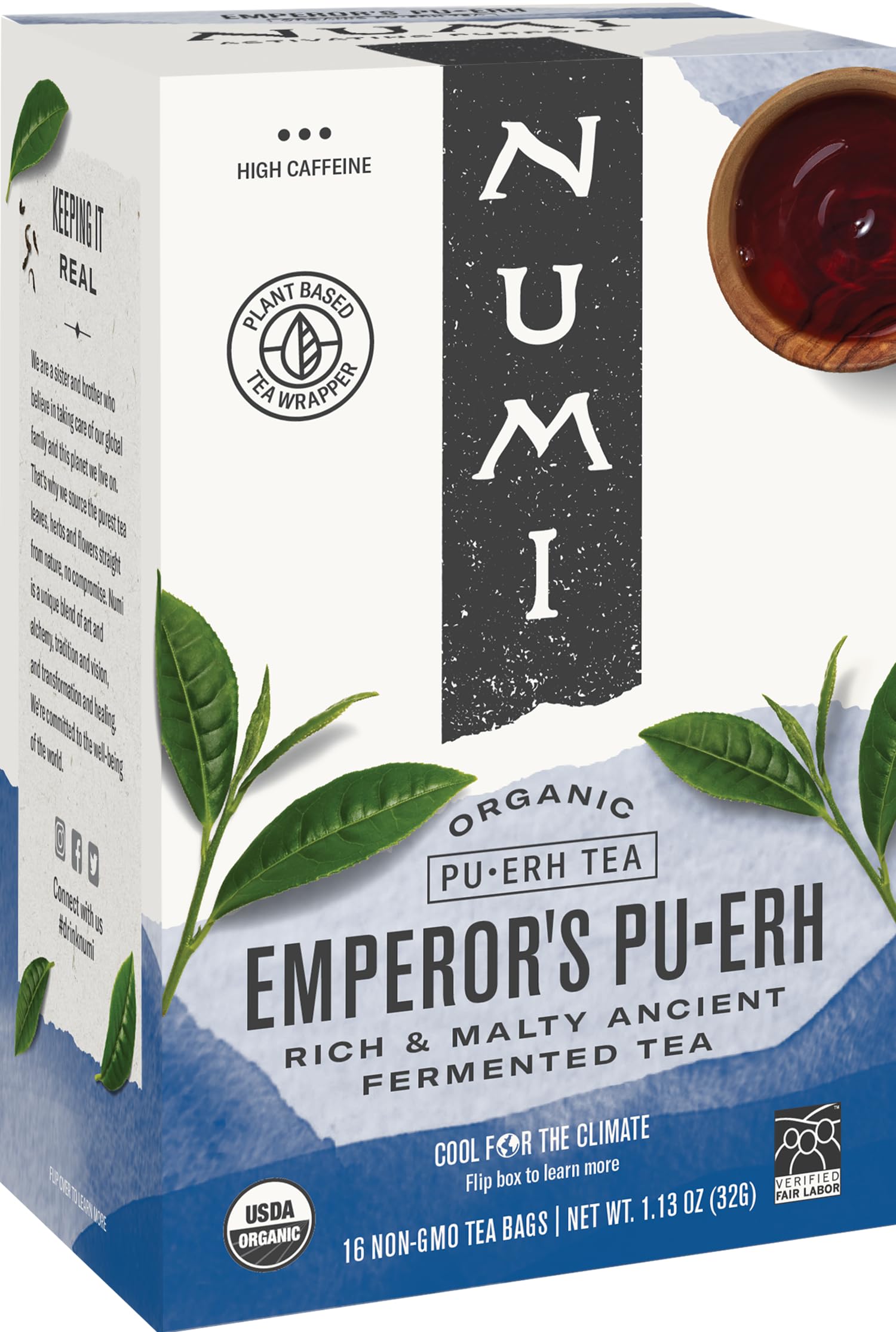 Numi Emperor's Puerh Black Tea - 16 Tea Bags - Case Of 6