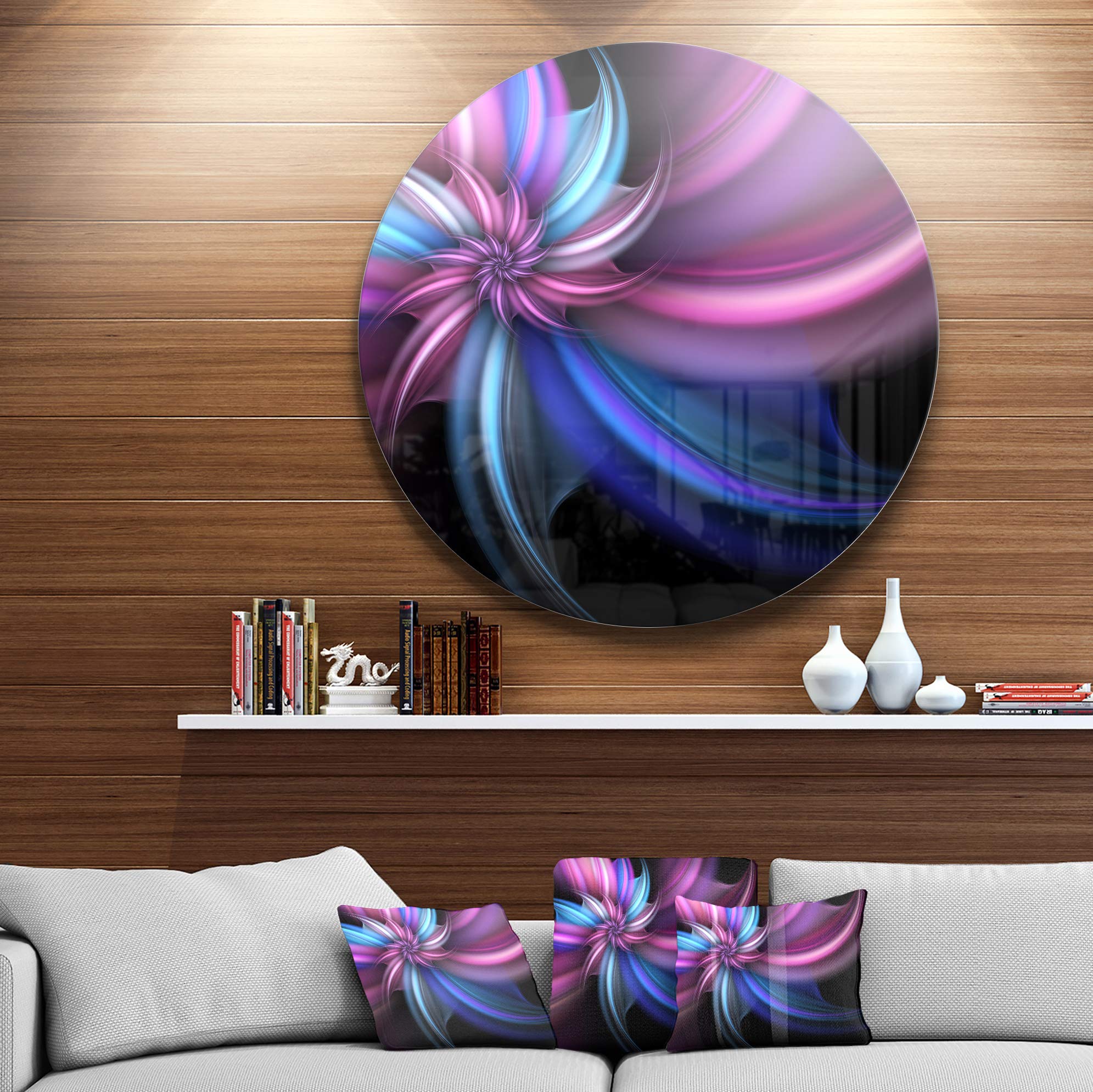 Designart MT11933-C11 Purple & Blue Psychedelic Flower Floral Disc