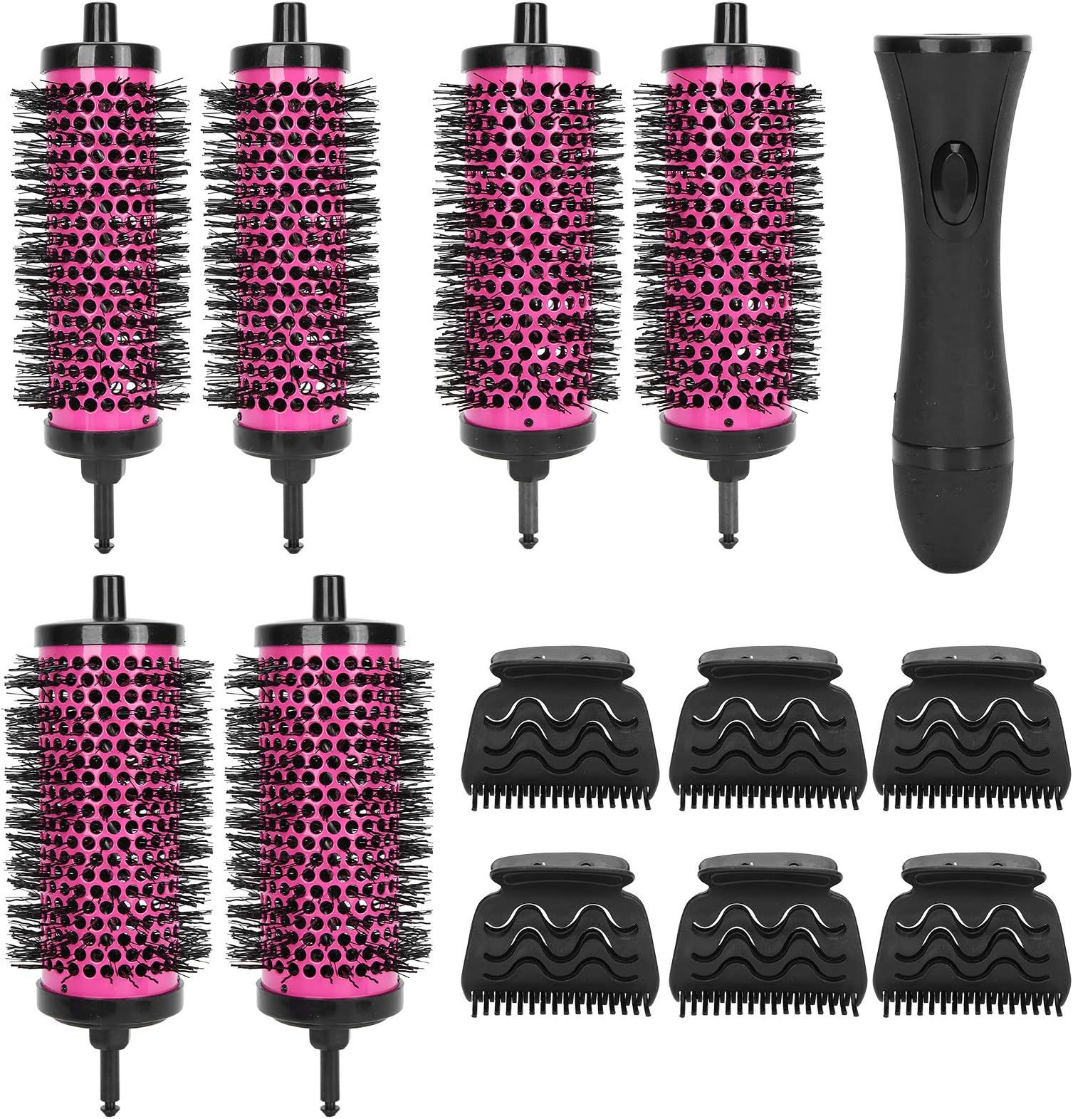 6PCS Round Hair Brush Set, Detachable Comb Barrels Blow Drying Barrel Hairbrush Curling Tool Set Round Thermal Brush Curling Brush Hairclips for Blowouts and Hairstyling