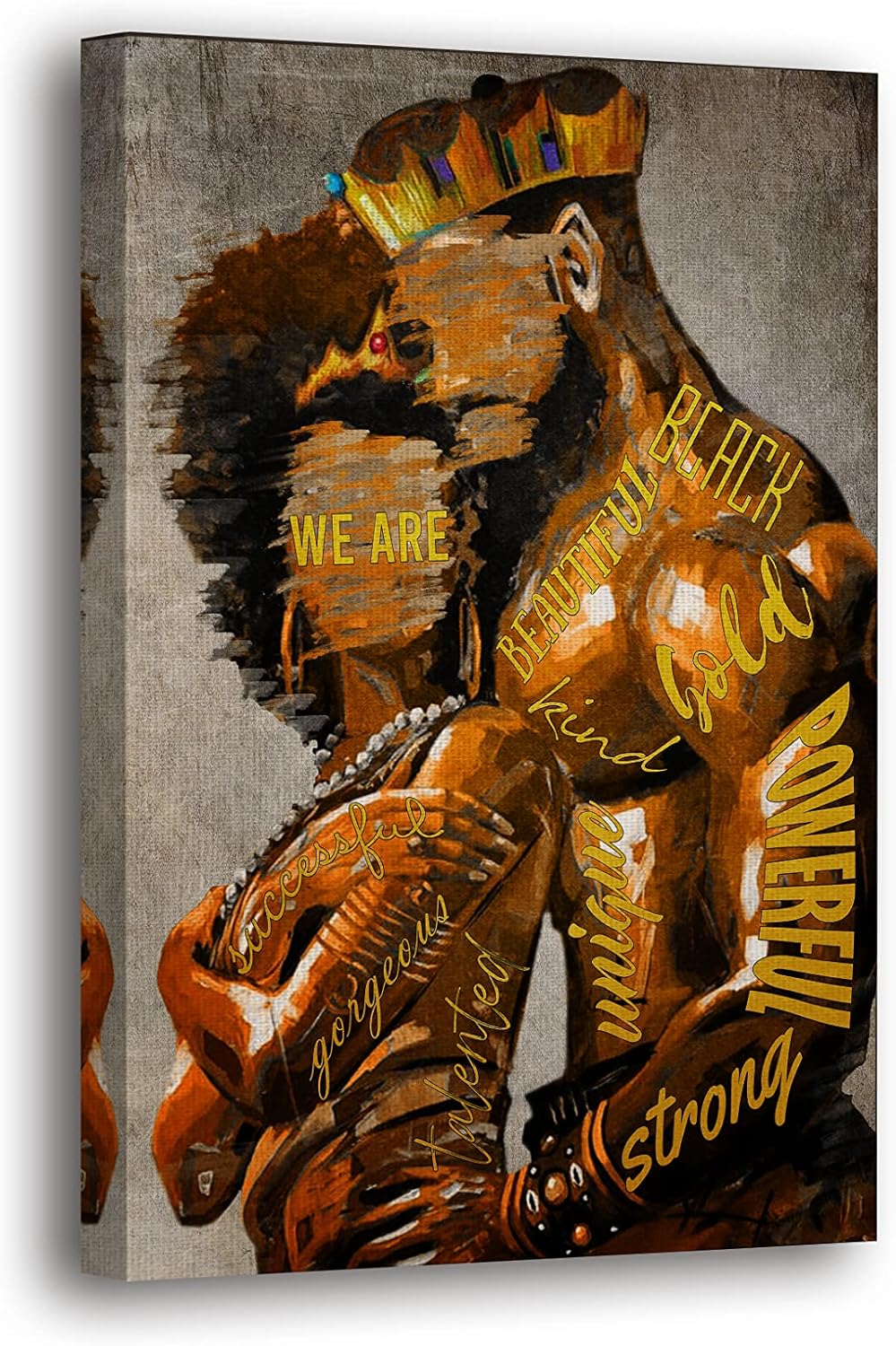 SpiritualHands Black Girl Wall Art Framed, Wall Pictures for Living Room Wall Decoration, Afro Love Black Girl Magic Wall Painting for Living Room Wall Decor, 8"x12",Ready to Hang)