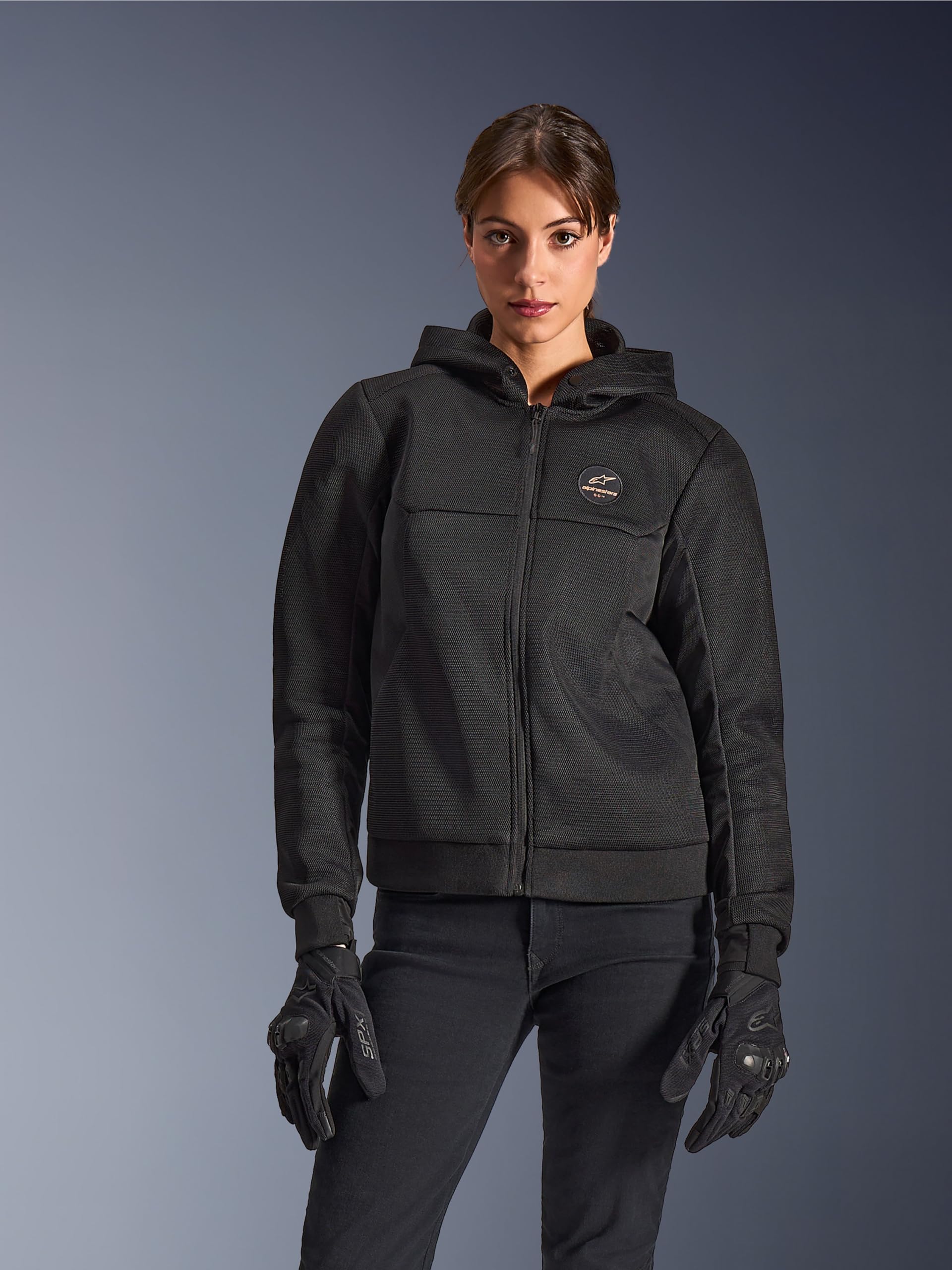 Alpinestars Stella Chrome Superairflow Damska motocyklowa bluza z zamkiem, czarny, XL
