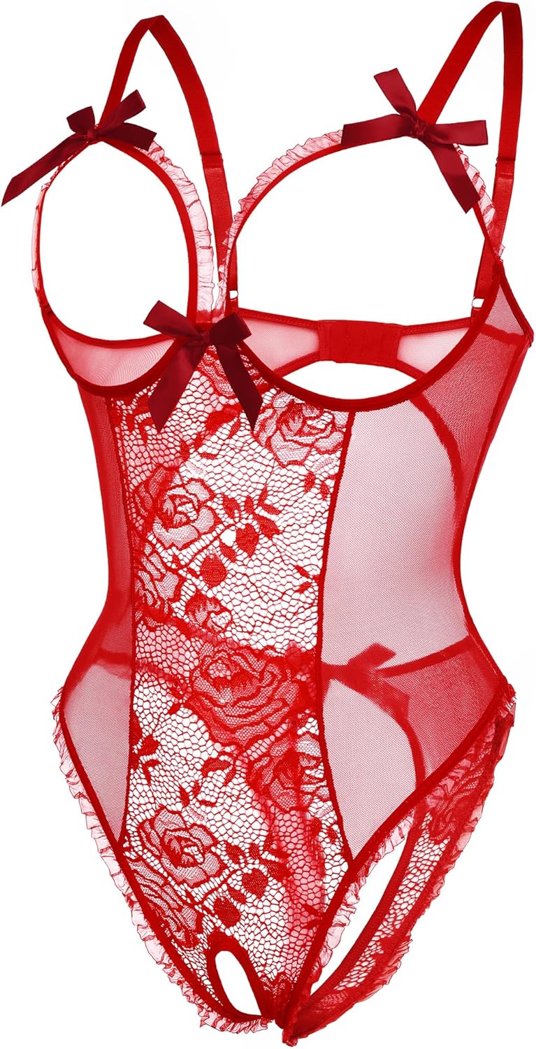Avidlove Women One Piece Lingerie Sexy Lace Babydoll Mini Bodysuit - Image 2
