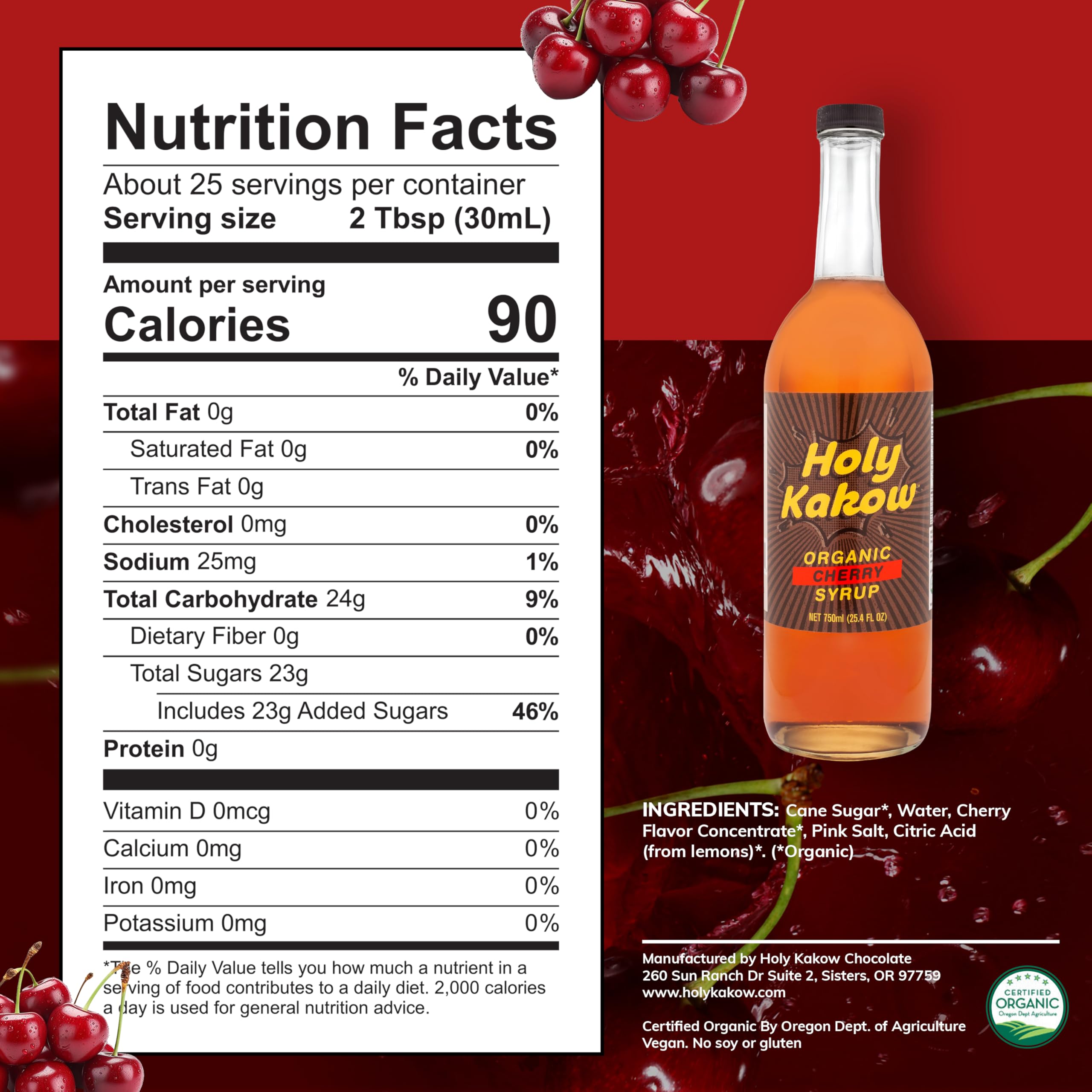 Amazon.com: Holy Kakow Cafe Organic Cherry Syrup - Cherry Syrup