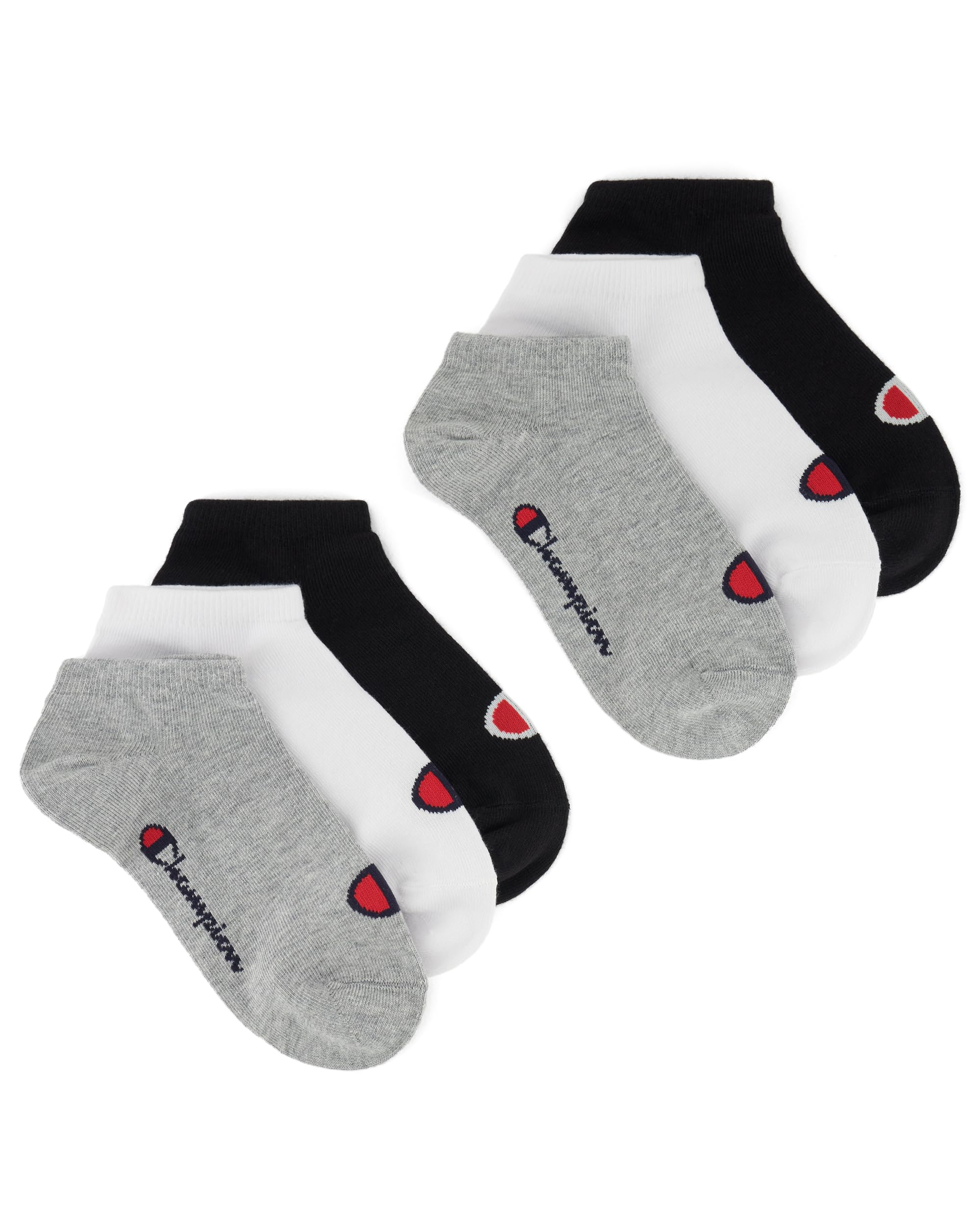 Champion Light Grey Melange Basics Nos Junior Socks, Sneaker, Navy Blue, Grey And White, 6 Pack