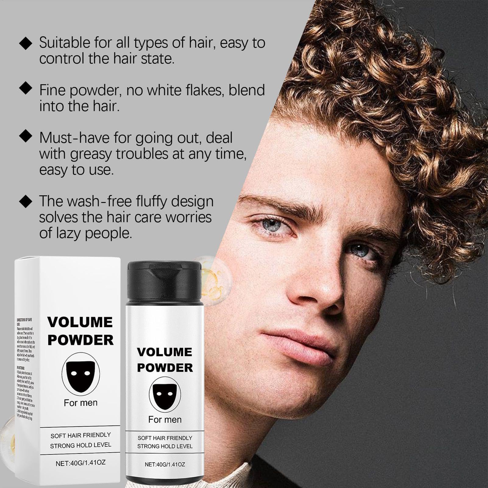 Styling Powder - Easy to Apply Natural Look Volumizing Texturizing Styling Powder, Mens Hair, Portable Hairstyle Volume Grooming Products for Business Trips, Appointments