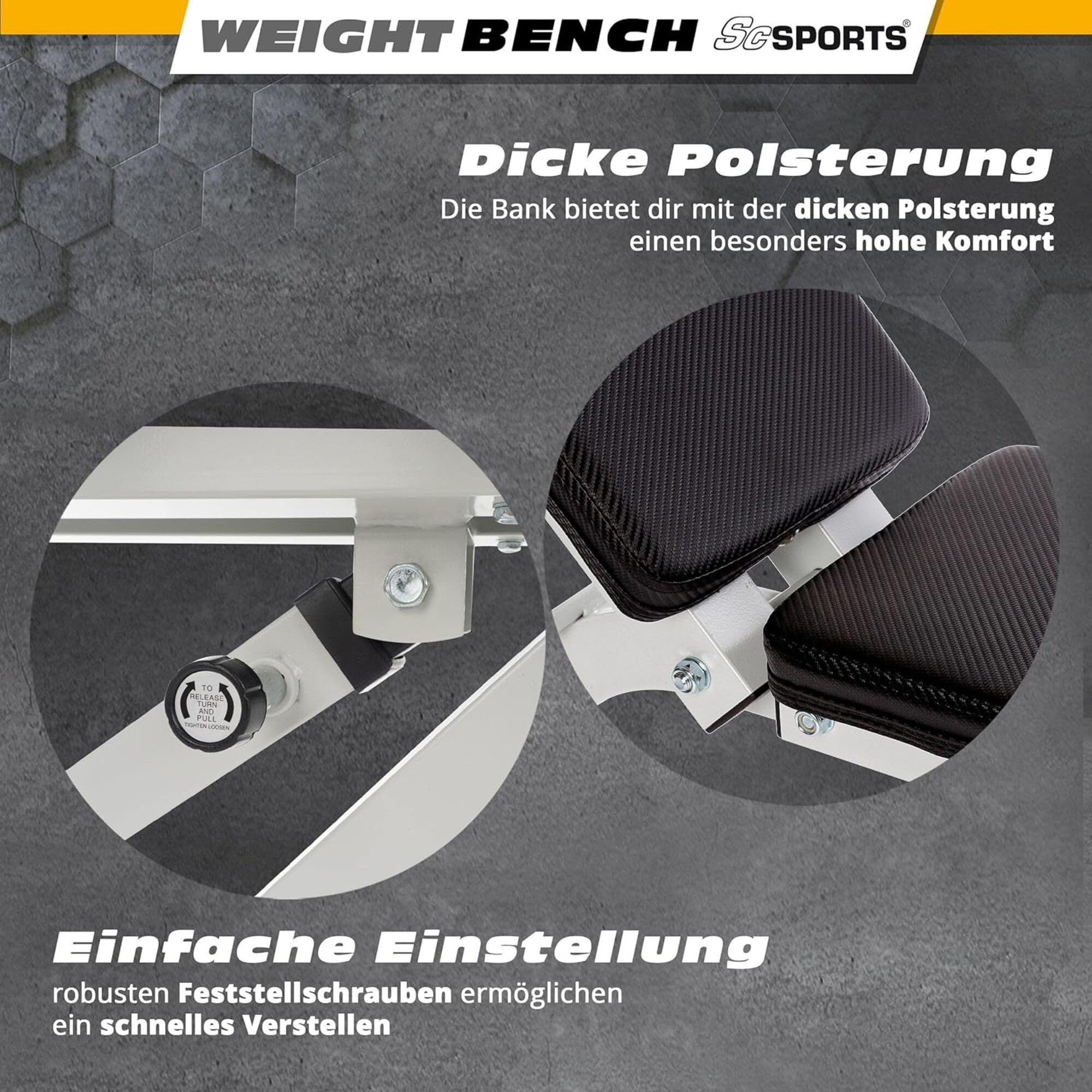 ScSPORTS® Banc de Musculation Réglable - Siège et Dossier Flexibles, Multifonctionnel, Acier, Charge Max 200 kg - Banc de Fitness, Exercice à Domicile