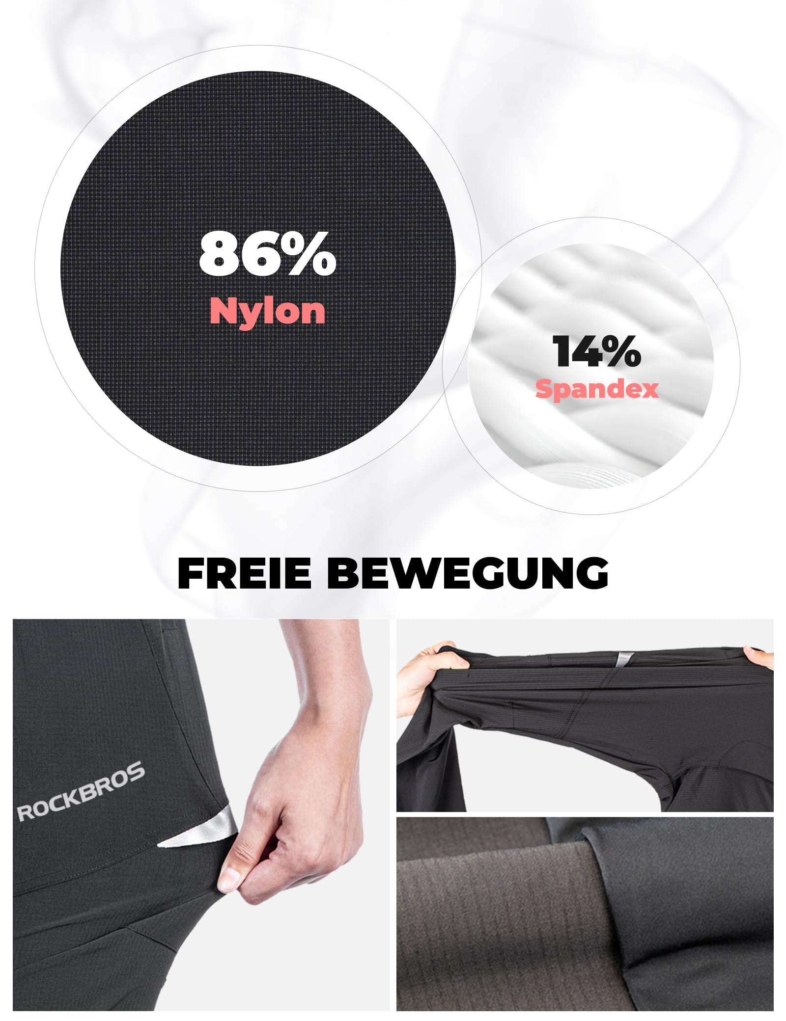 ROCKBROS Herren Fahrradhose Atmungsaktiv Lang Radlerhose Laufhose für Outdoor-Sports S-4XL Aktualisiert