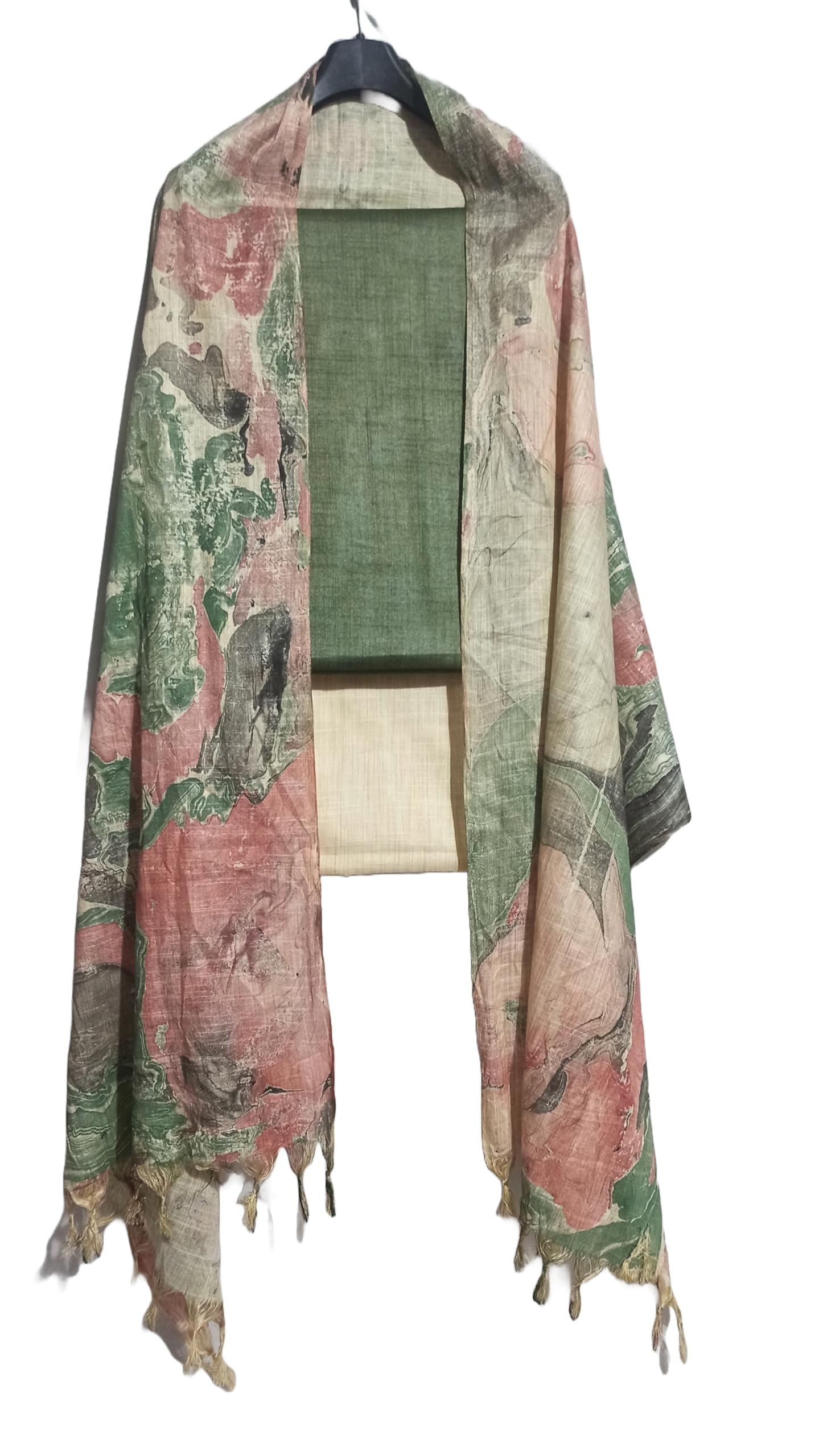 HAIDER ALI Handloom Cotton Silk Unstitched Suit Set for Women with Marble Print Dupatta | Salwar Suit Dress Material for Women & Girls_04