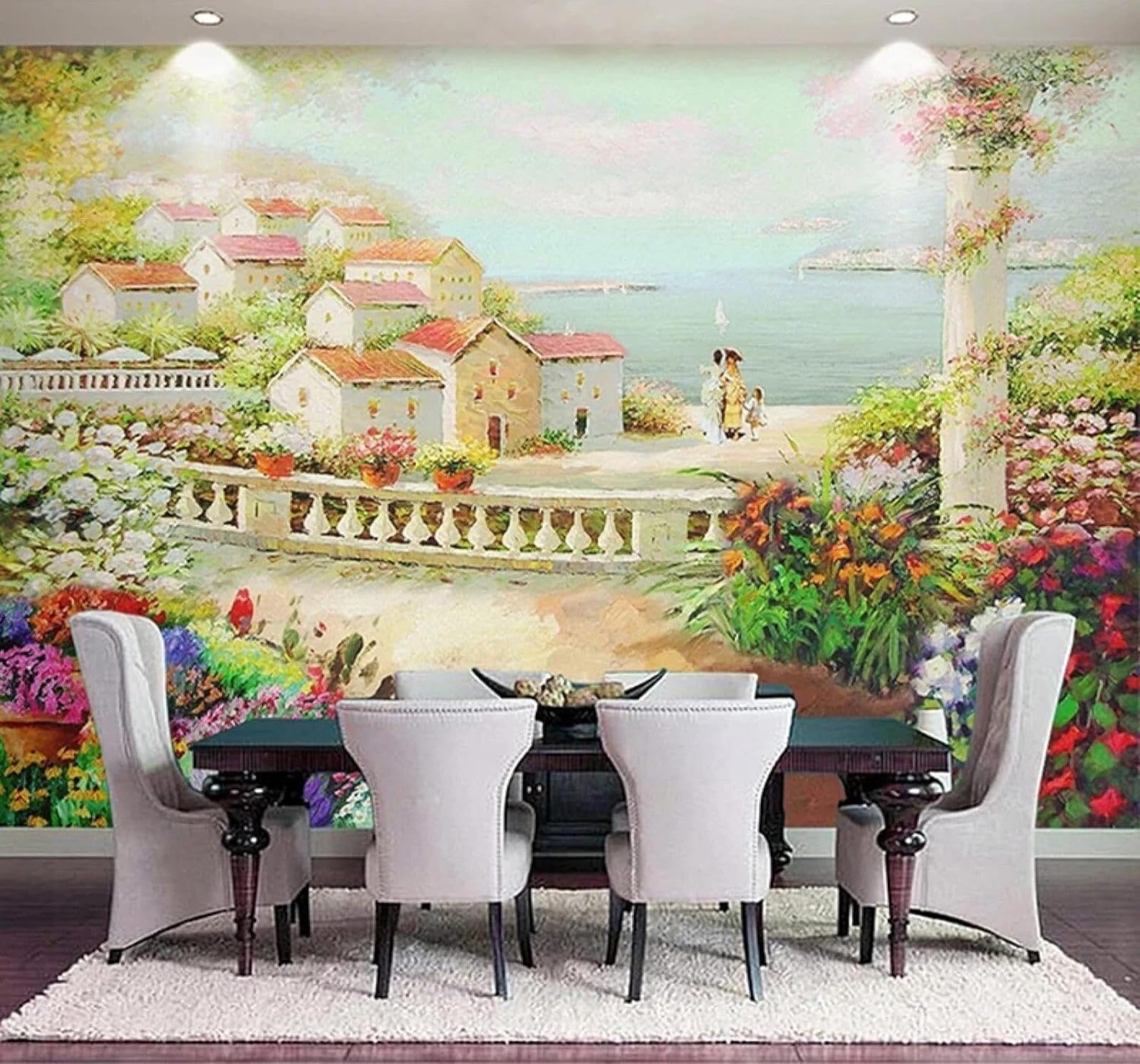 Tzxztt 250Cm×170Cm(B×H) Beautiful Garden House Landscape Scenery Modern 3D Wallpaper Premium Textured Silk Neutral Tones Material Ideal For Living Room Bedroom-250Cm×170Cm