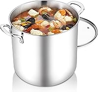 Vista 8 de TeamFar Olla de 5 cuartos, olla de acero inoxidable con parte inferior de tres capas, olla para cocinar sopa y pasta, con tapa para estufas de gas