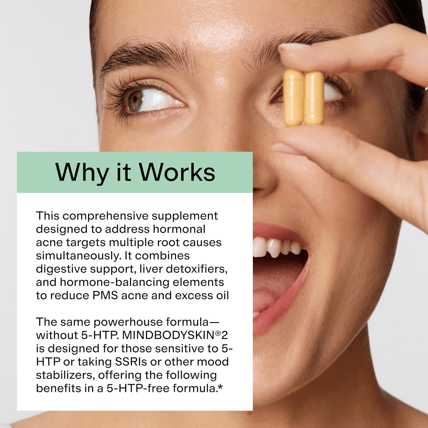 CLEARSTEM - MINDBODYSKIN Hormonal Acne Supplement (No 5-HTP) - Natural DIM Supplement - Skin Care Vitamins - Hormone Balance, Antioxidants - Gluten Free, Cruelty Free - 30 Servings, 90 Capsules - Image 6