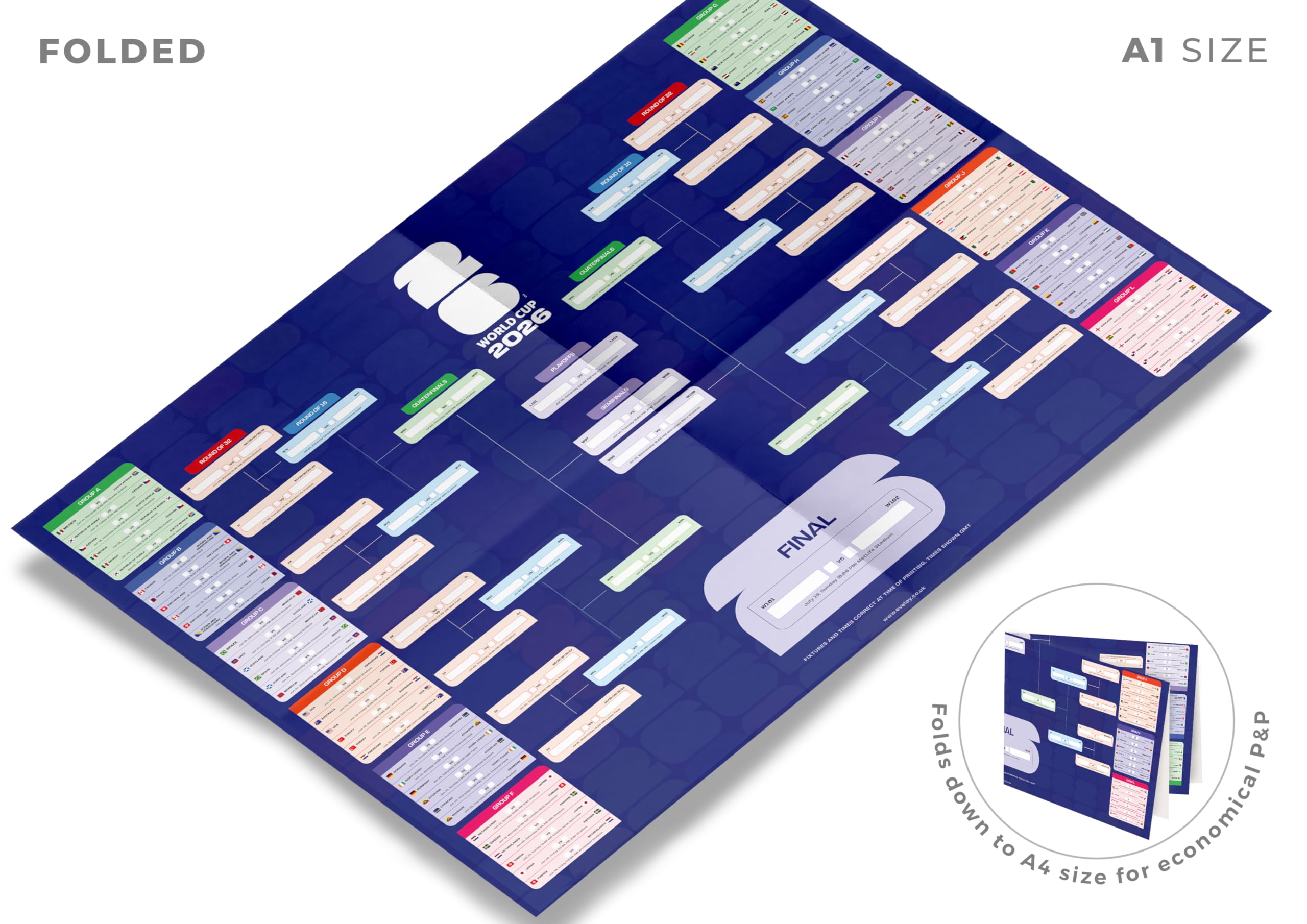 Poster mural A2 de la Coupe du monde de football FIFA Qatar 2022