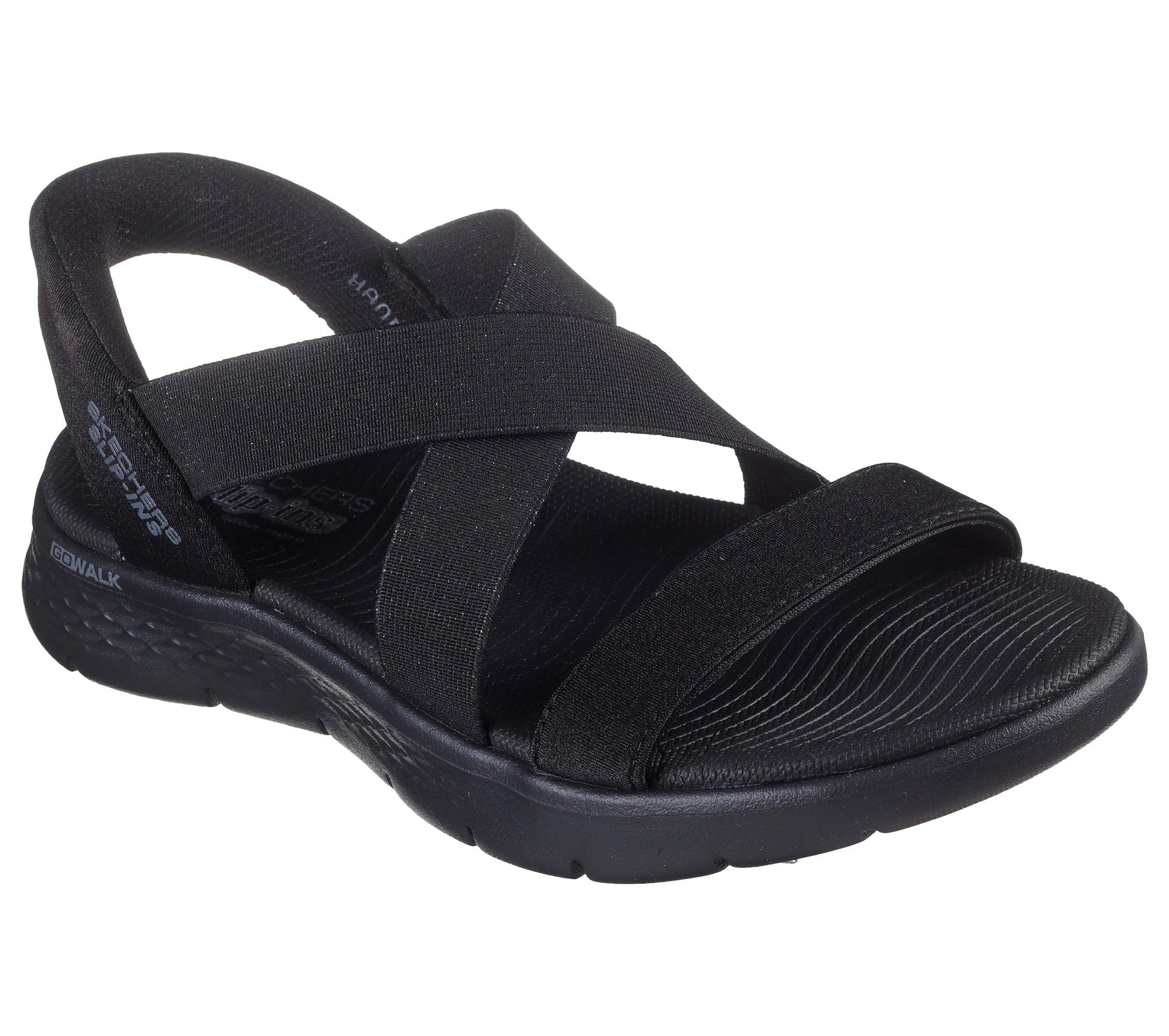 Skechers Women's Go Walk Flex Sandal Glimmer Up, Black, 9 UK