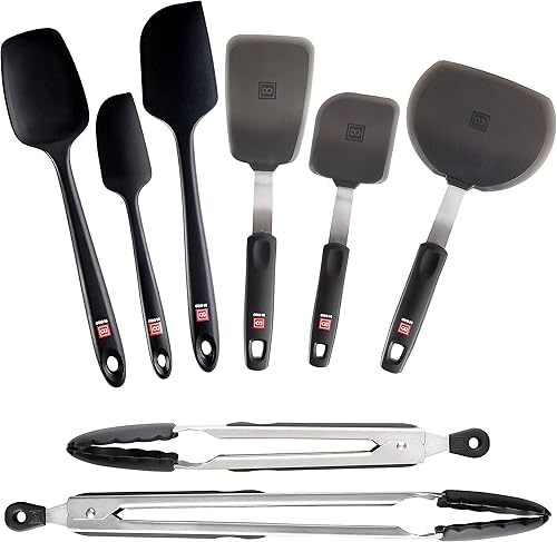 DI ORO Juego de utensilios de cocina de silicona de 8 piezas  Espátulas de goma resistentes al calor de 600  F espátulas de silicona sin costuras y