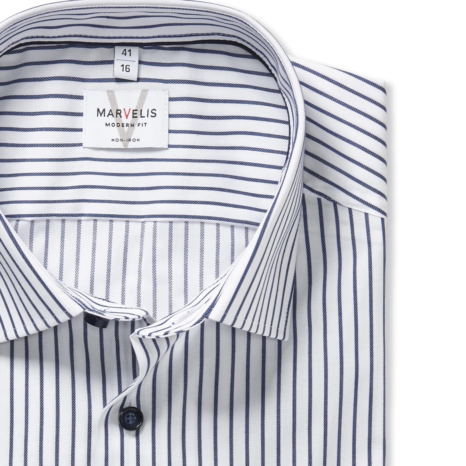 Marvelis Herren Hemd Langarm Regulär Gestreift 721424