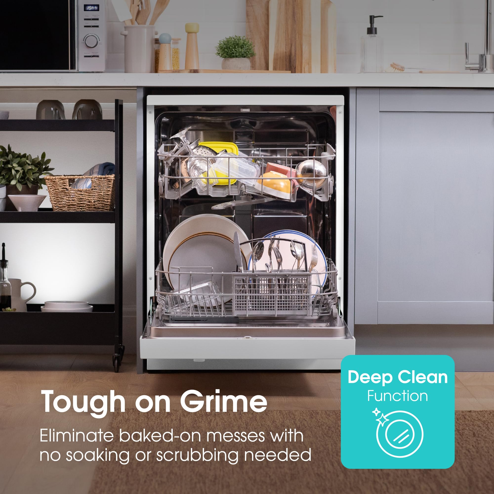 Abode Freestanding Dishwasher Class E with 12 Place Settings, 6 Wash Programs, 24-Hour Delay Start, Removable Cutlery Basket & Deep Clean Function in White A60DW00E1W — view 5